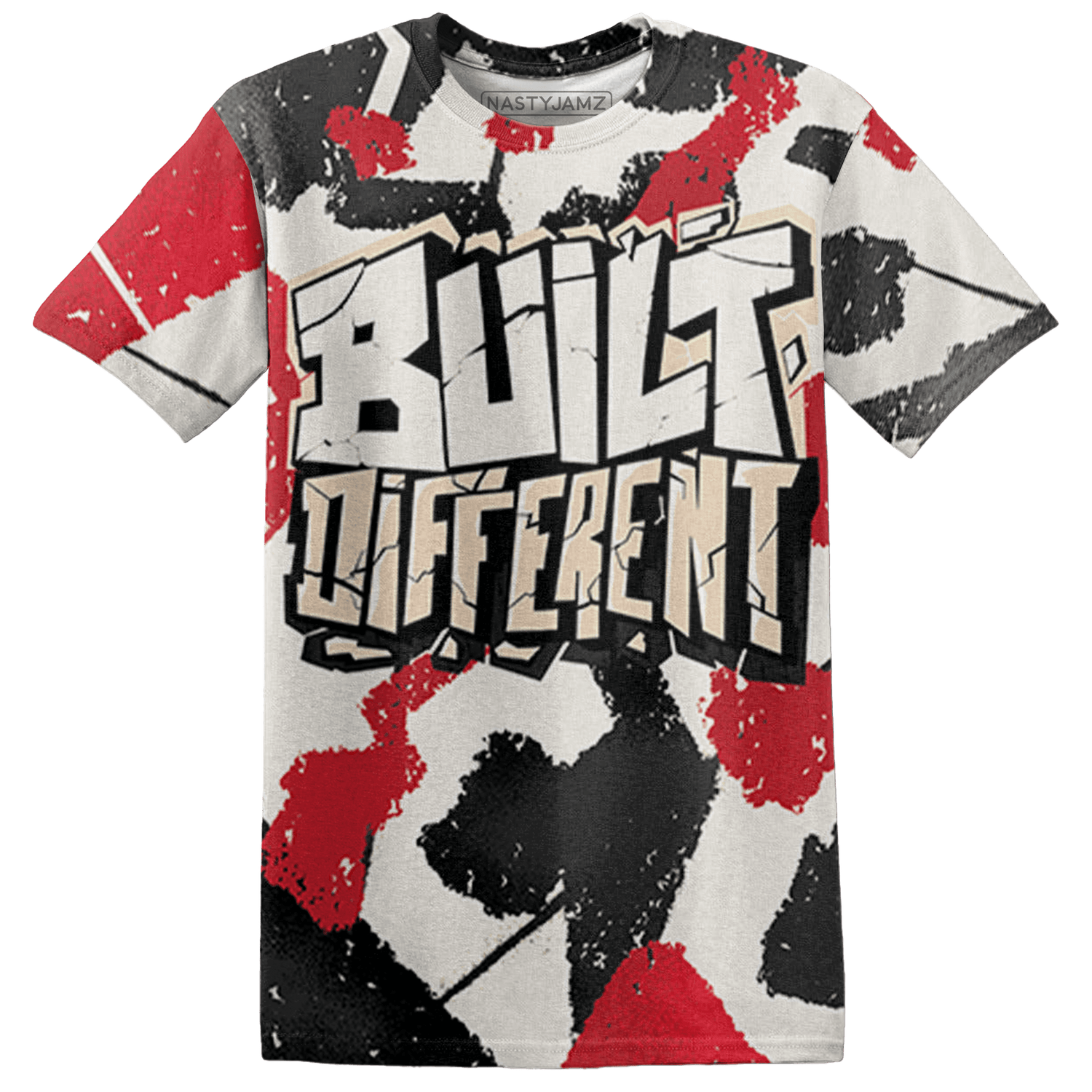 Jumman Jack University Red T Shirt Match Built Different 3D All-Over Print Broken - NastyJamz