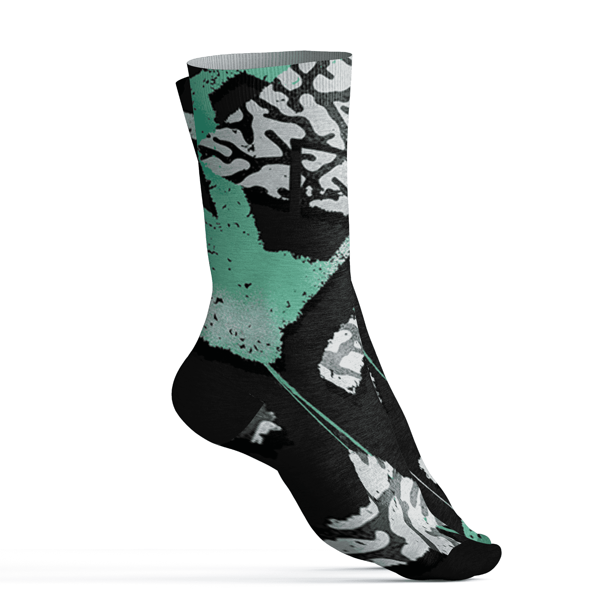 Green Glow 3s Socks Match Built Different 3D All-Over Print Broken - NastyJamz