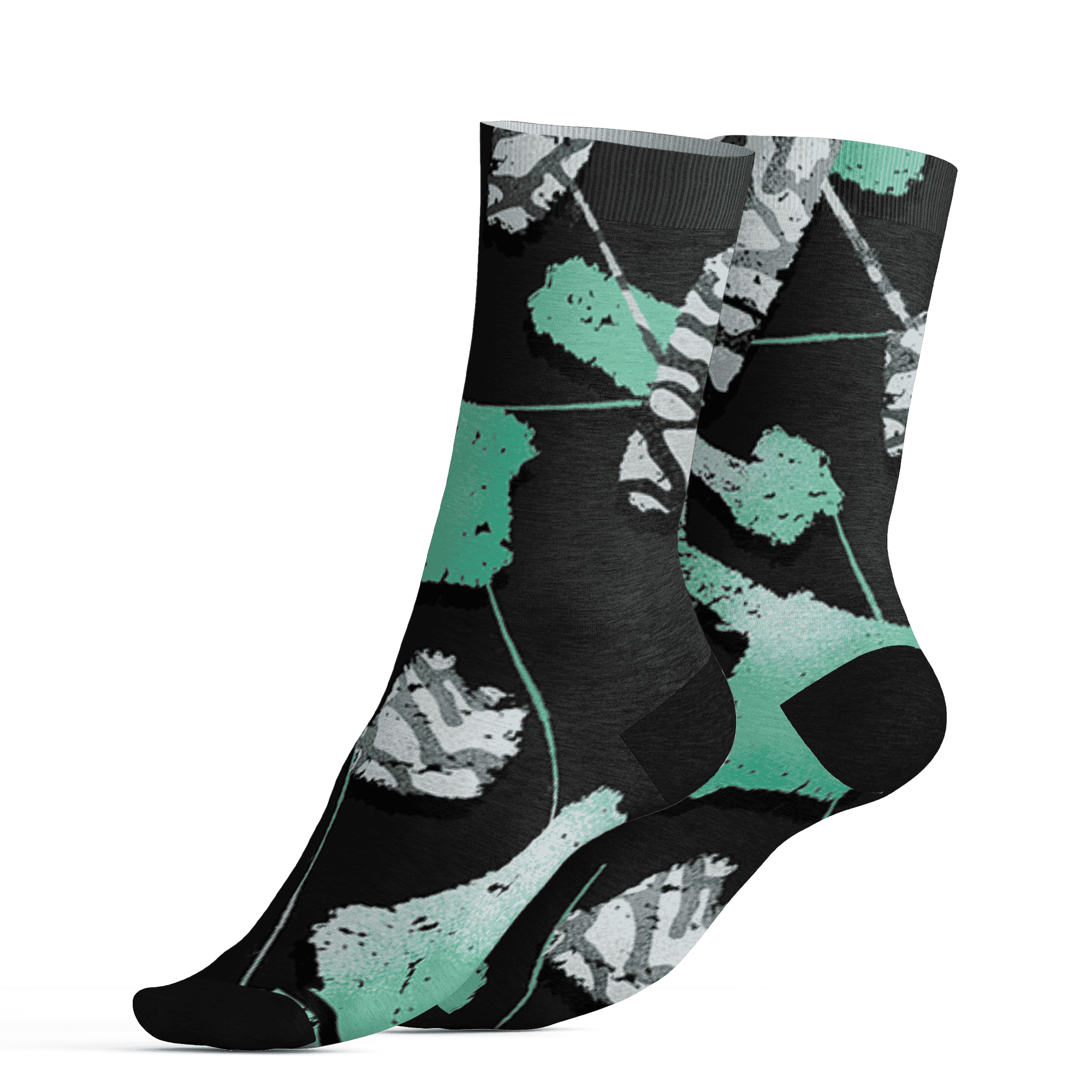 Green Glow 3s Socks Match Built Different 3D All-Over Print Broken - NastyJamz