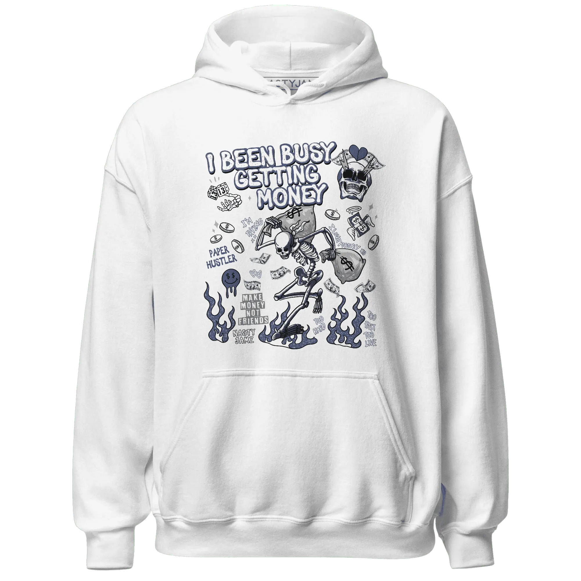 Low-Diffused-Blue-11s-NastyJamz-Hoodie-Match-Busy-Getting-Money-Skull