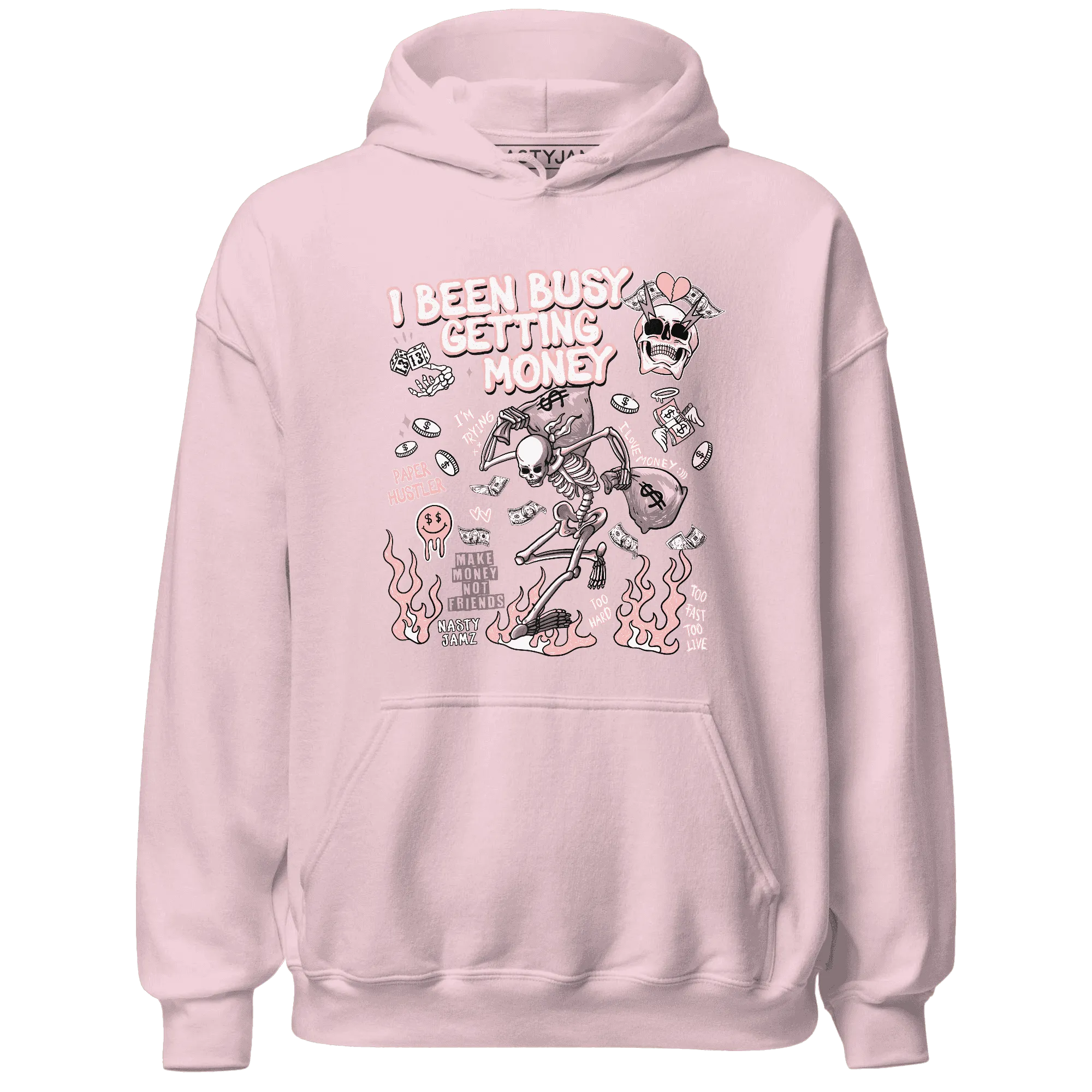 Low-Legend-Pink-11s-NastyJamz-Hoodie-Match-Busy-Getting-Money-Skull