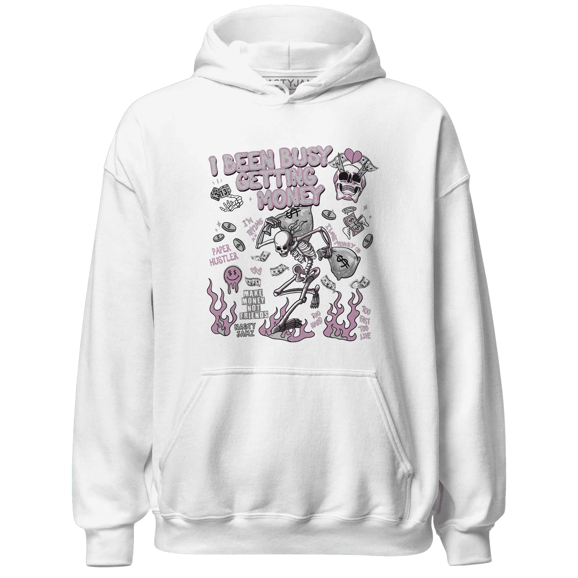 Orchid-Neutral-Grey-Black-White-4s-NastyJamz-Hoodie-Match-Busy-Getting-Money-Skull