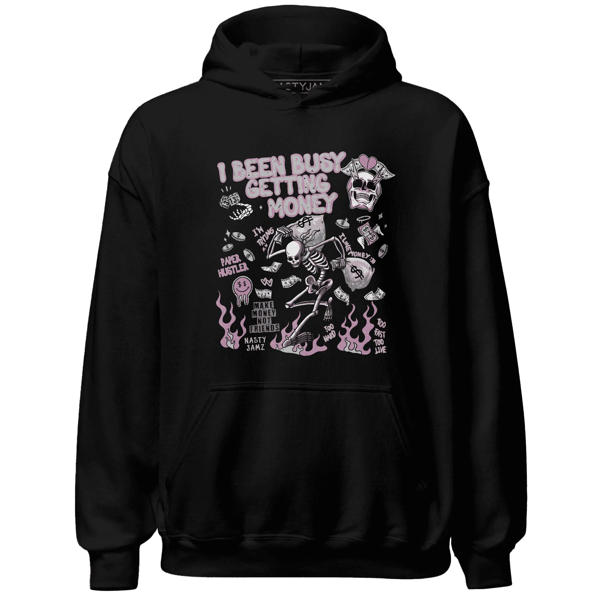 Orchid-Neutral-Grey-Black-White-4s-NastyJamz-Hoodie-Match-Busy-Getting-Money-Skull