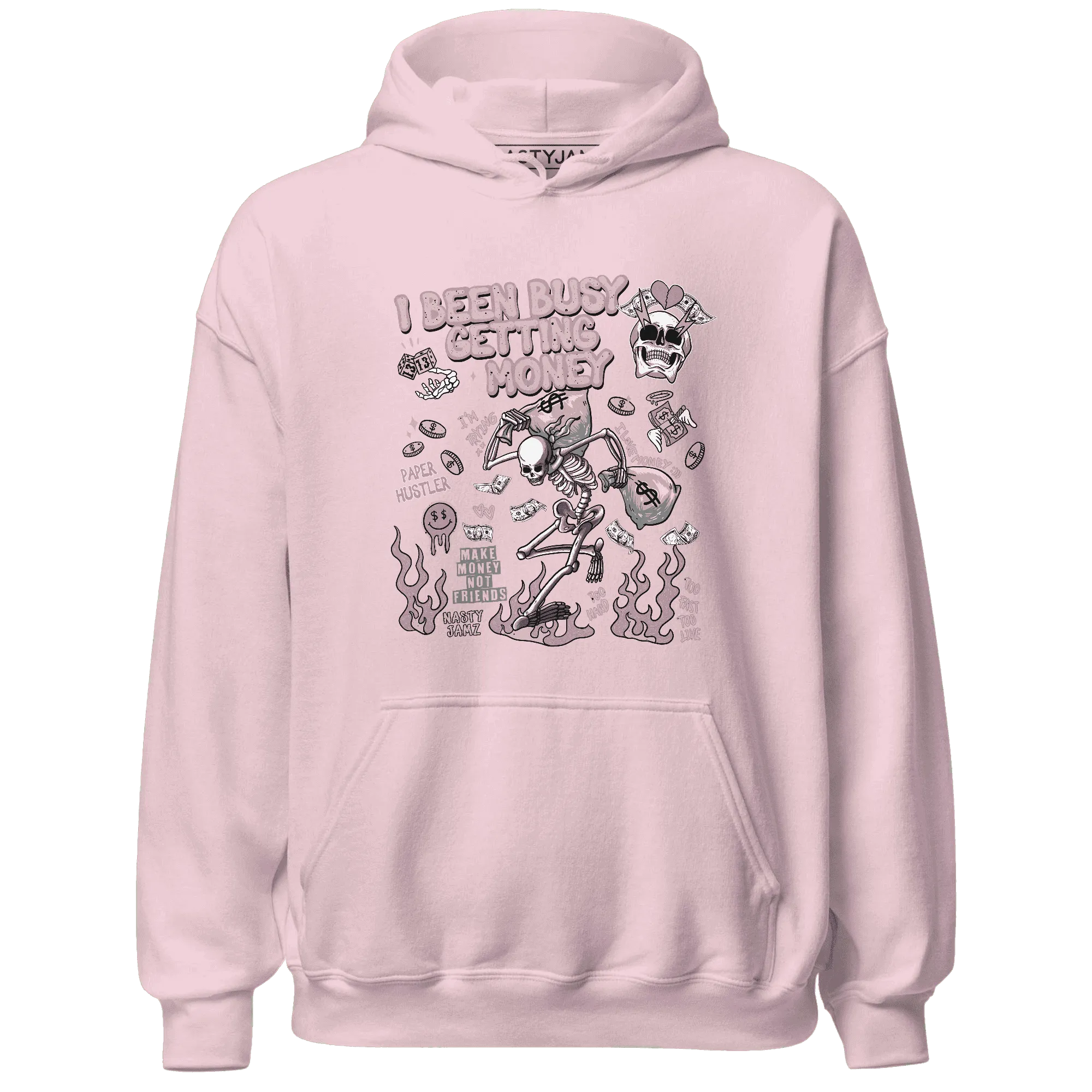 Orchid-Neutral-Grey-Black-White-4s-NastyJamz-Hoodie-Match-Busy-Getting-Money-Skull