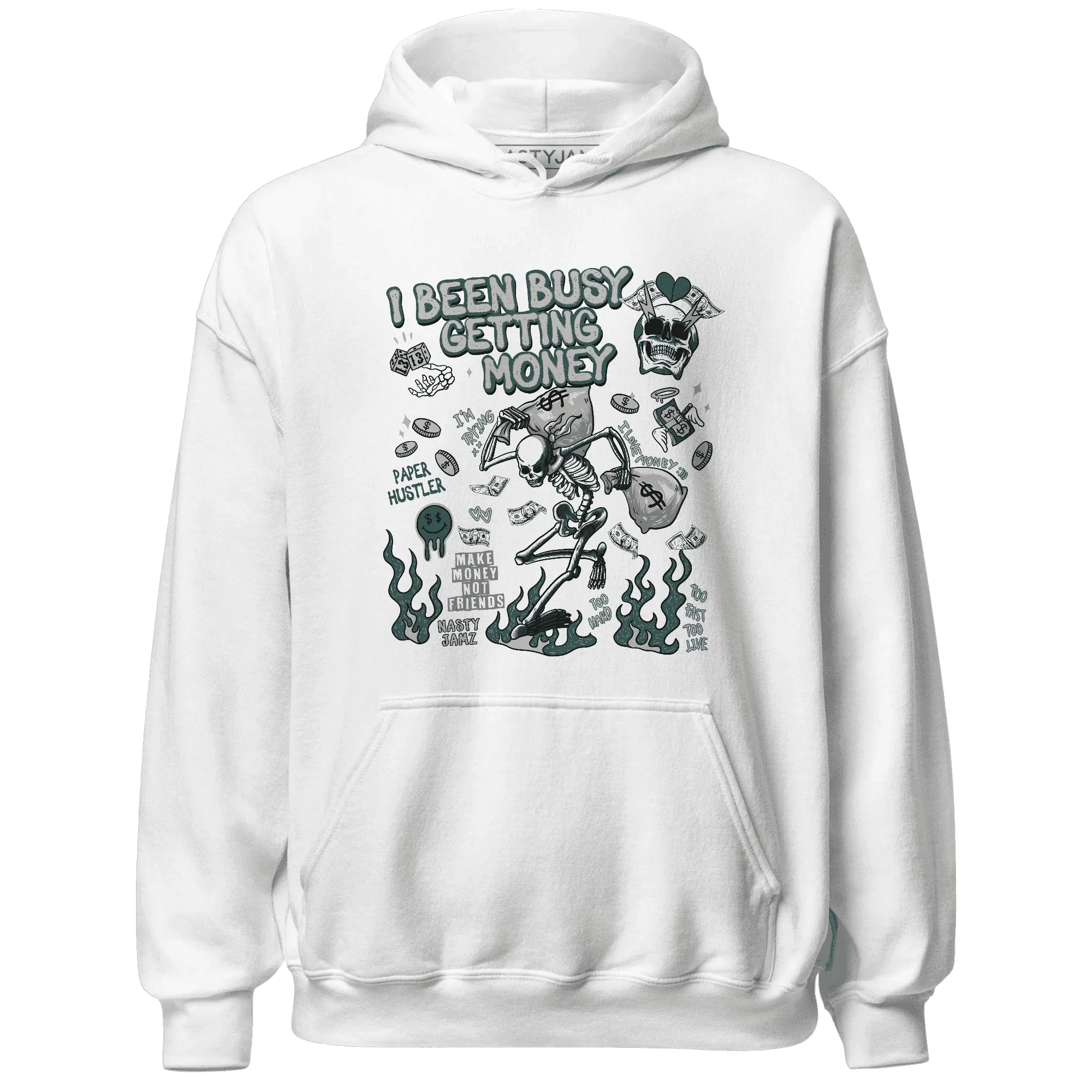 Oxidized-Green-4s-NastyJamz-Hoodie-Match-Busy-Getting-Money-Skull