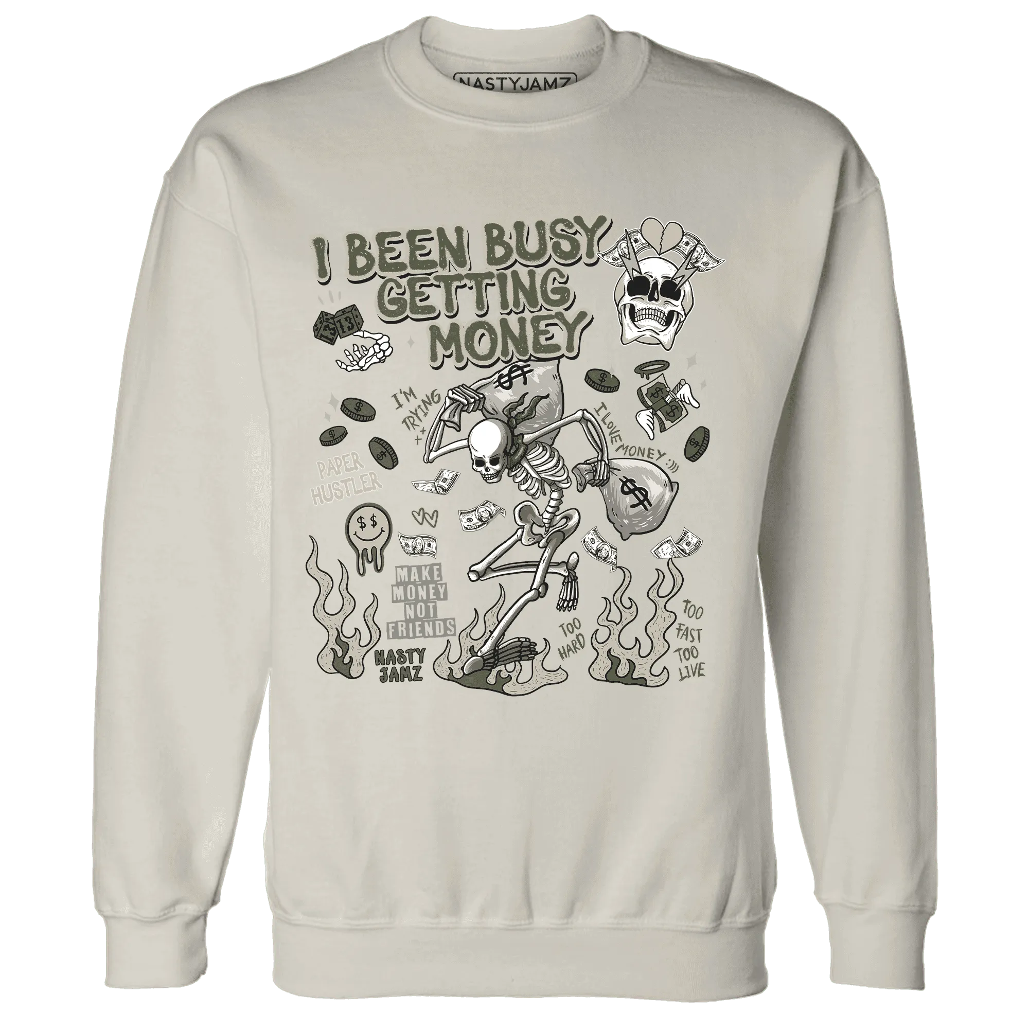 AM-1-Essential-Premium-NastyJamz-Sweatshirt-Match-Busy-Getting-Money-Skull