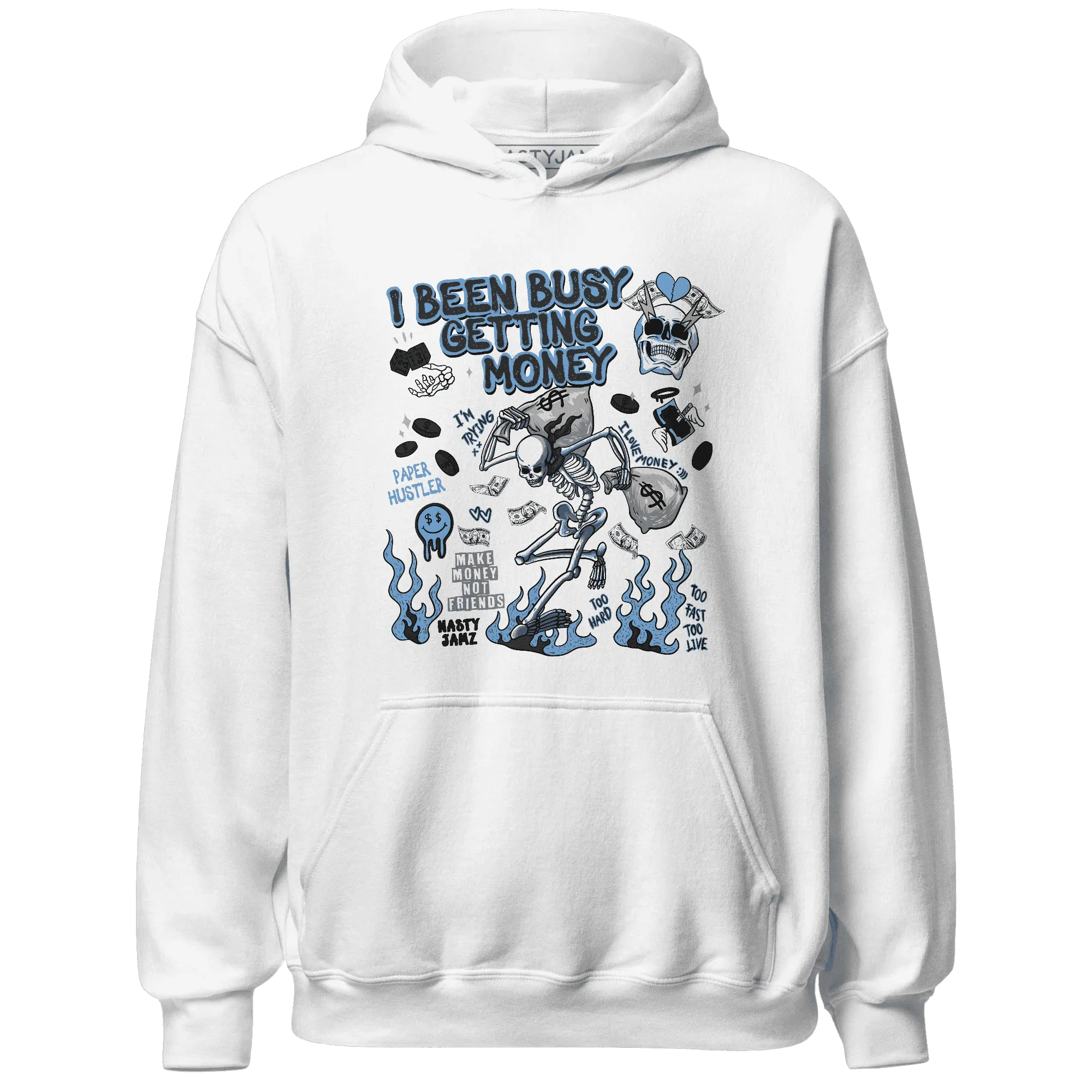 AM-Plus-Black-Univercitii-Blue-NastyJamz-Hoodie-Match-Busy-Getting-Money-Skull