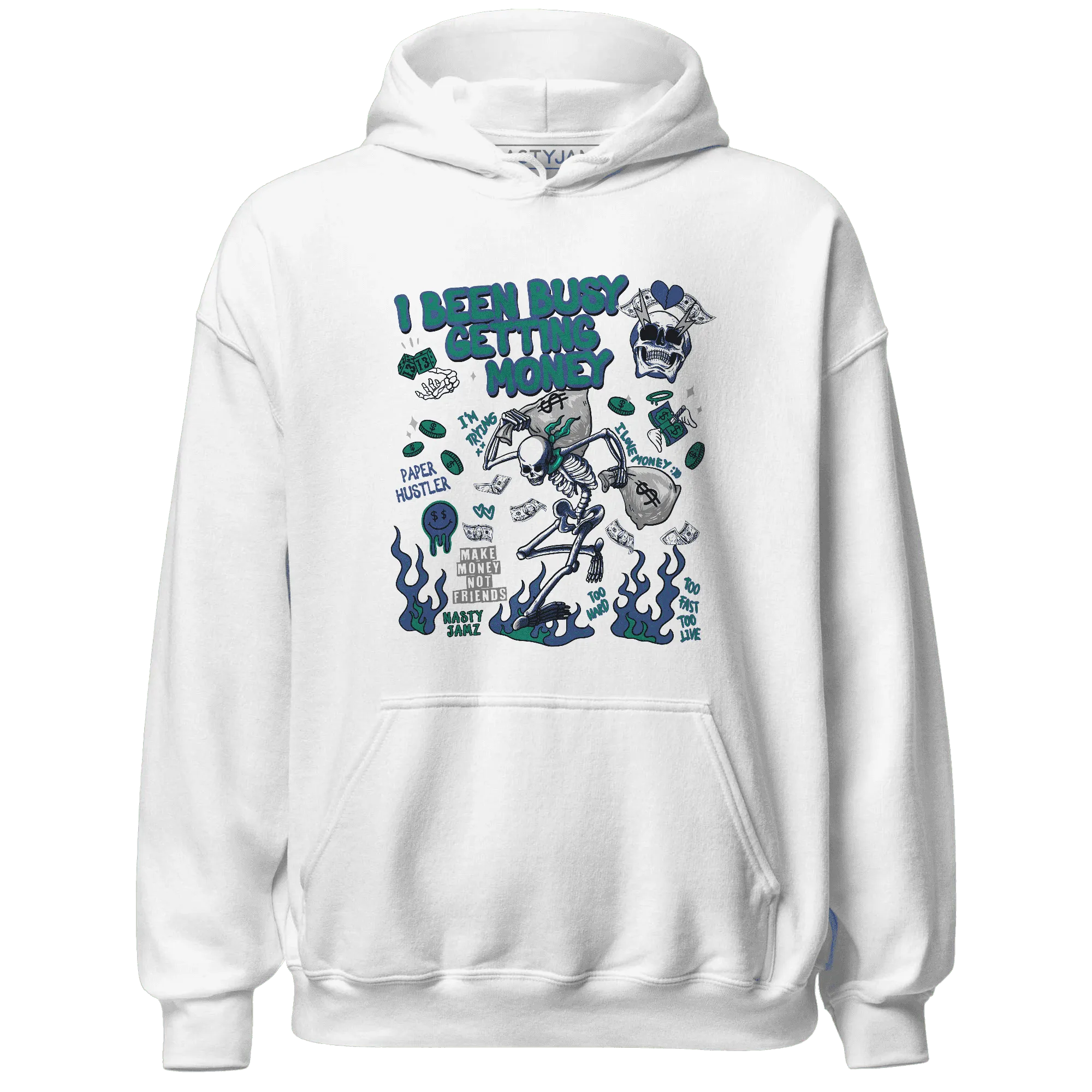 Dunk-Hyper-Royal-Malachite-NastyJamz-Hoodie-Match-Busy-Getting-Money-Skull