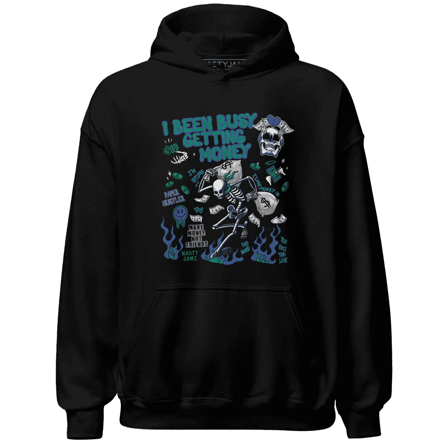 Dunk-Hyper-Royal-Malachite-NastyJamz-Hoodie-Match-Busy-Getting-Money-Skull