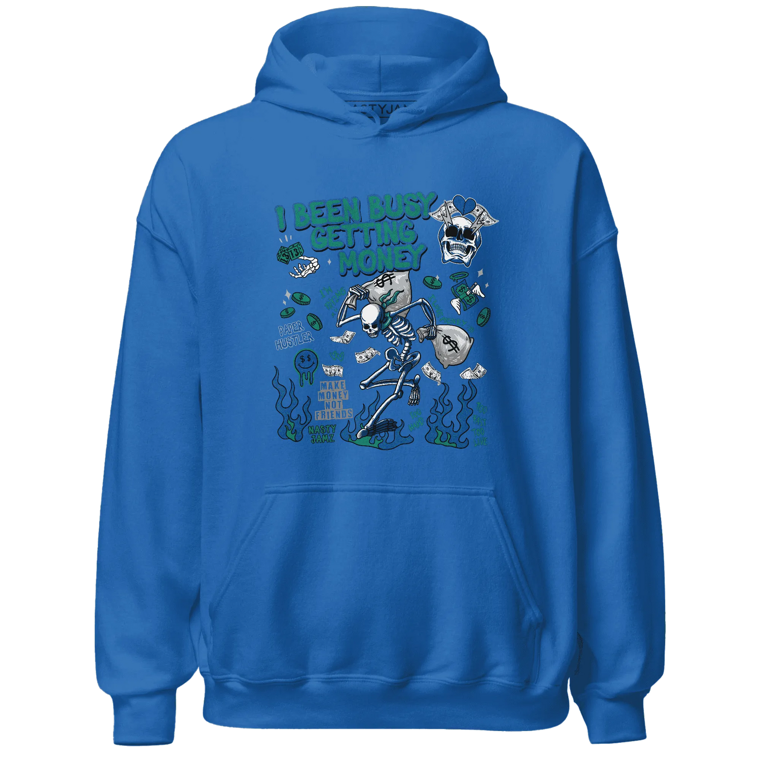 Dunk-Hyper-Royal-Malachite-NastyJamz-Hoodie-Match-Busy-Getting-Money-Skull