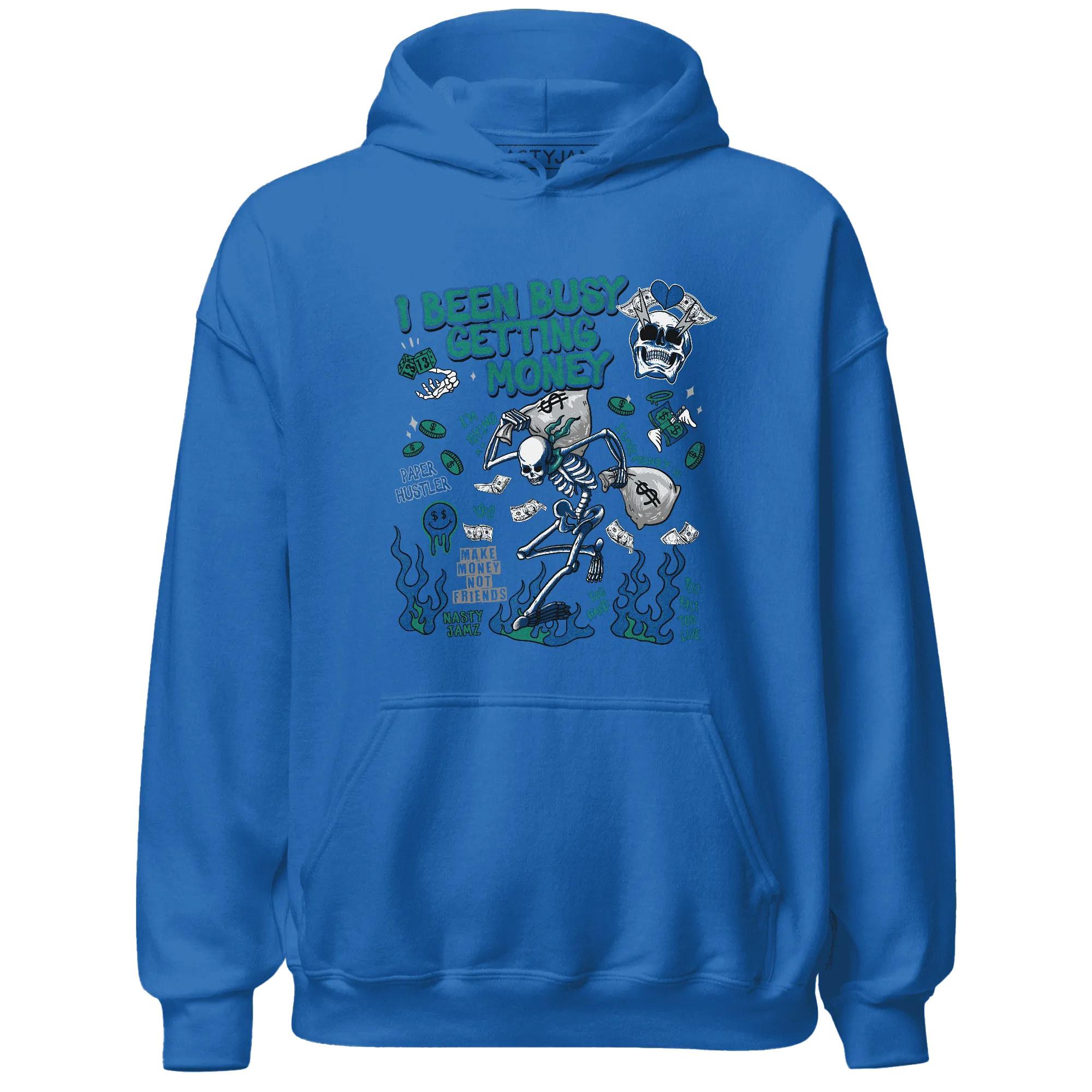 Dunk-Hyper-Royal-Malachite-NastyJamz-Hoodie-Match-Busy-Getting-Money-Skull