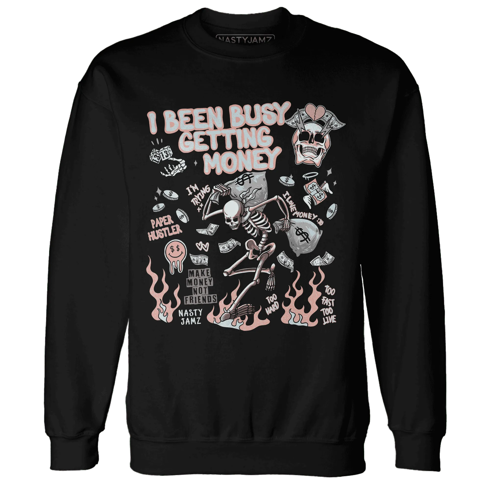 Dunk-Low-Glacier-Blue-Arctic-Orange-NastyJamz-Sweatshirt-Match-Busy-Getting-Money-Skull