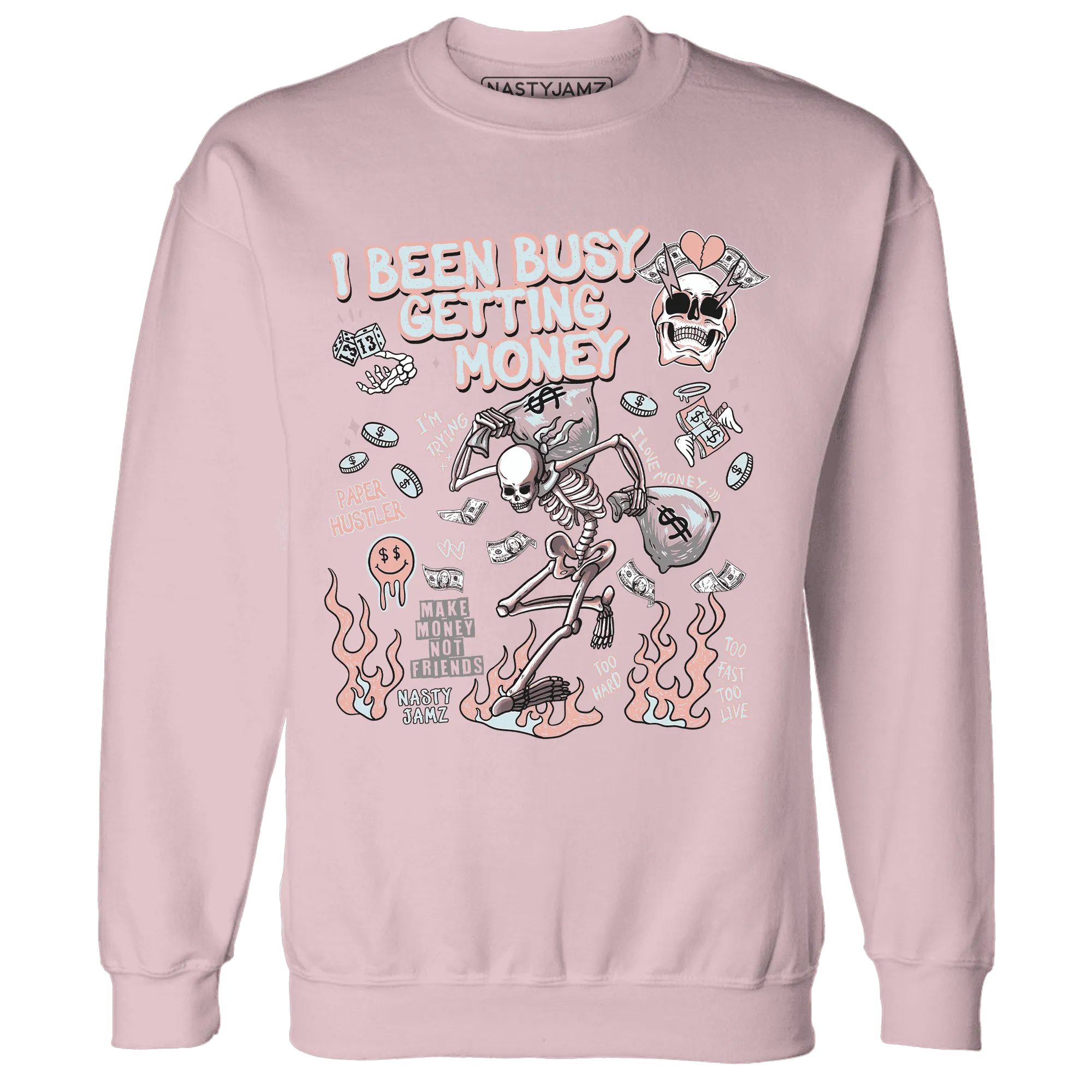 Dunk-Low-Glacier-Blue-Arctic-Orange-NastyJamz-Sweatshirt-Match-Busy-Getting-Money-Skull