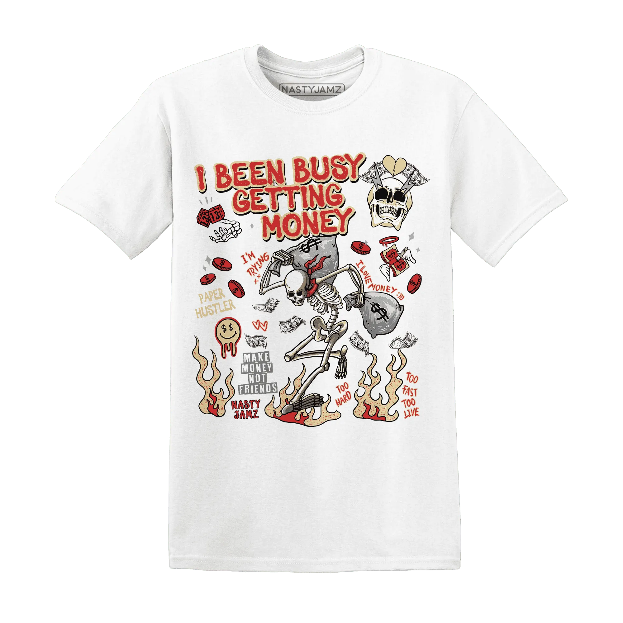 Dunk-Strawberry-Waffle-NastyJamz-T-Shirt-Match-Busy-Getting-Money-Skull