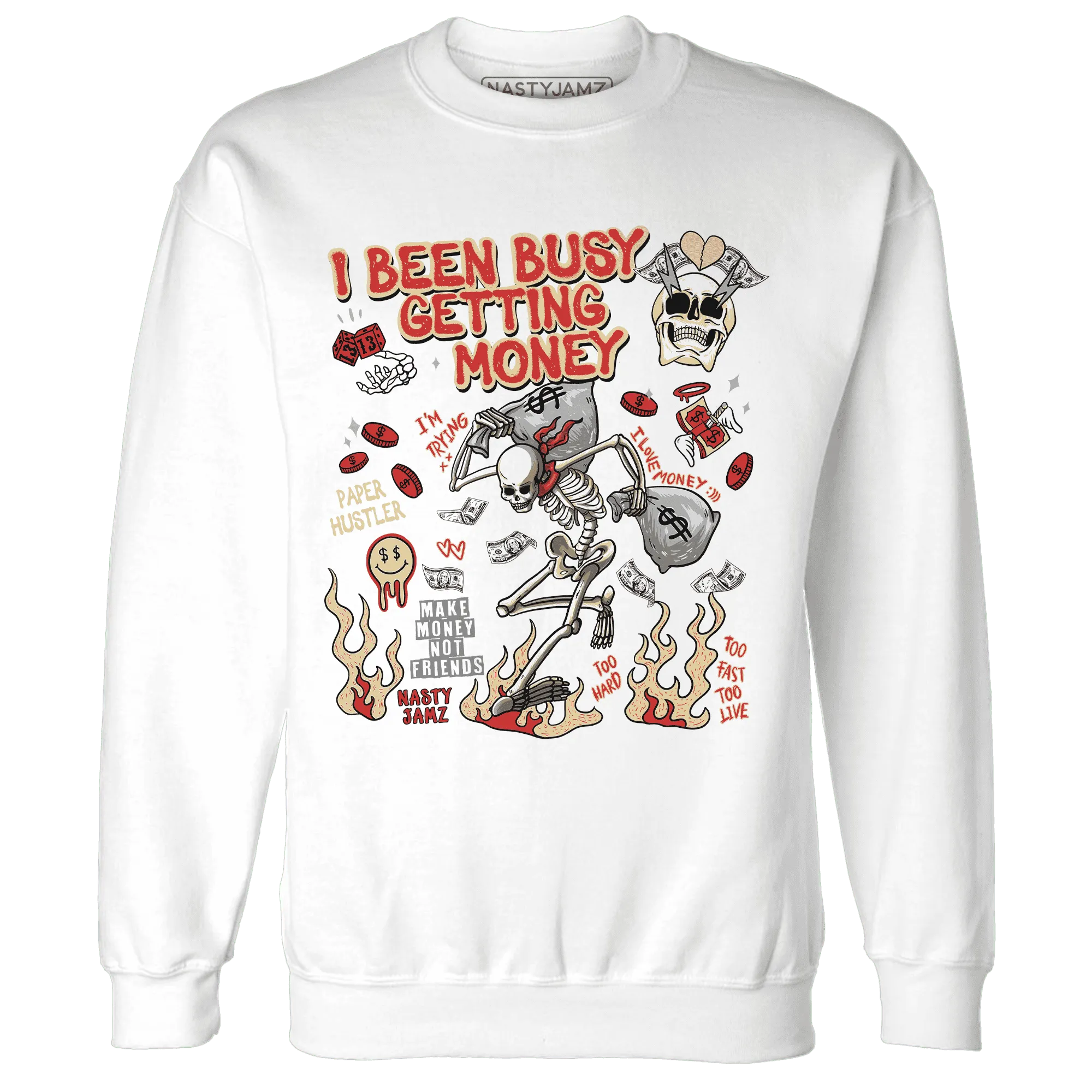 Dunk-Strawberry-Waffle-NastyJamz-Sweatshirt-Match-Busy-Getting-Money-Skull