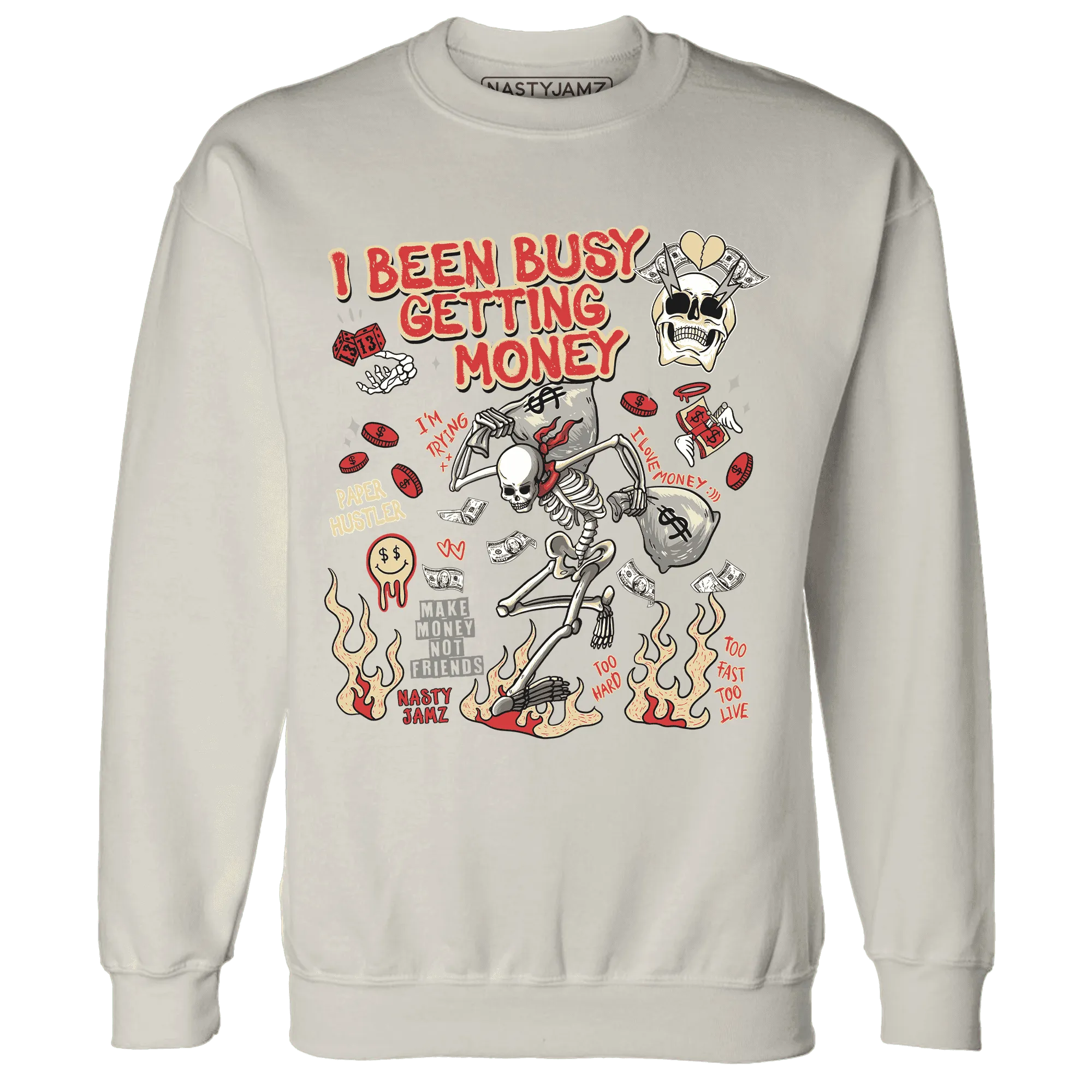Dunk-Strawberry-Waffle-NastyJamz-Sweatshirt-Match-Busy-Getting-Money-Skull