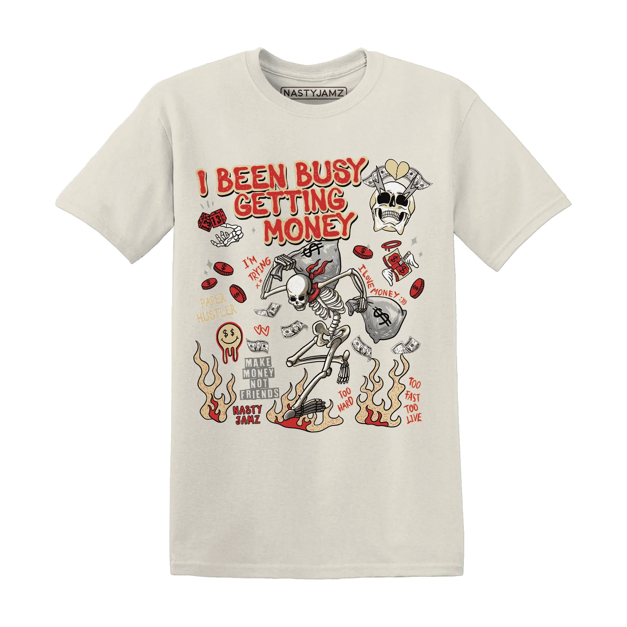 Dunk-Strawberry-Waffle-NastyJamz-T-Shirt-Match-Busy-Getting-Money-Skull