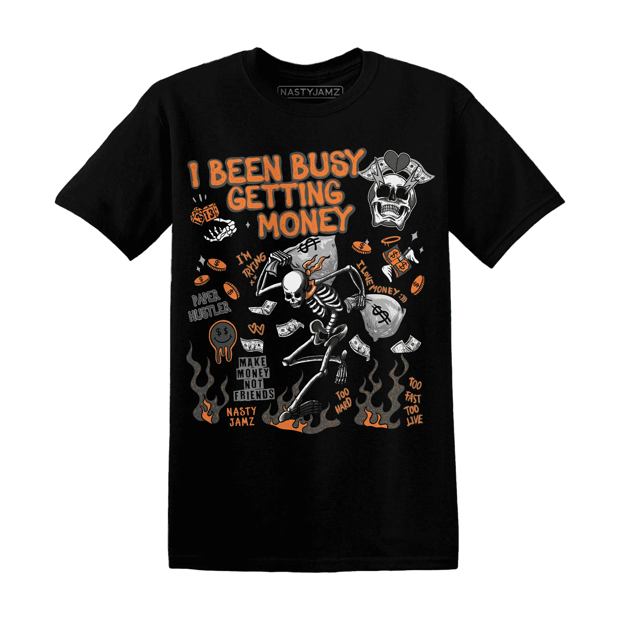 Fear-Pack-3s-NastyJamz-T-Shirt-Match-Busy-Getting-Money-Skull