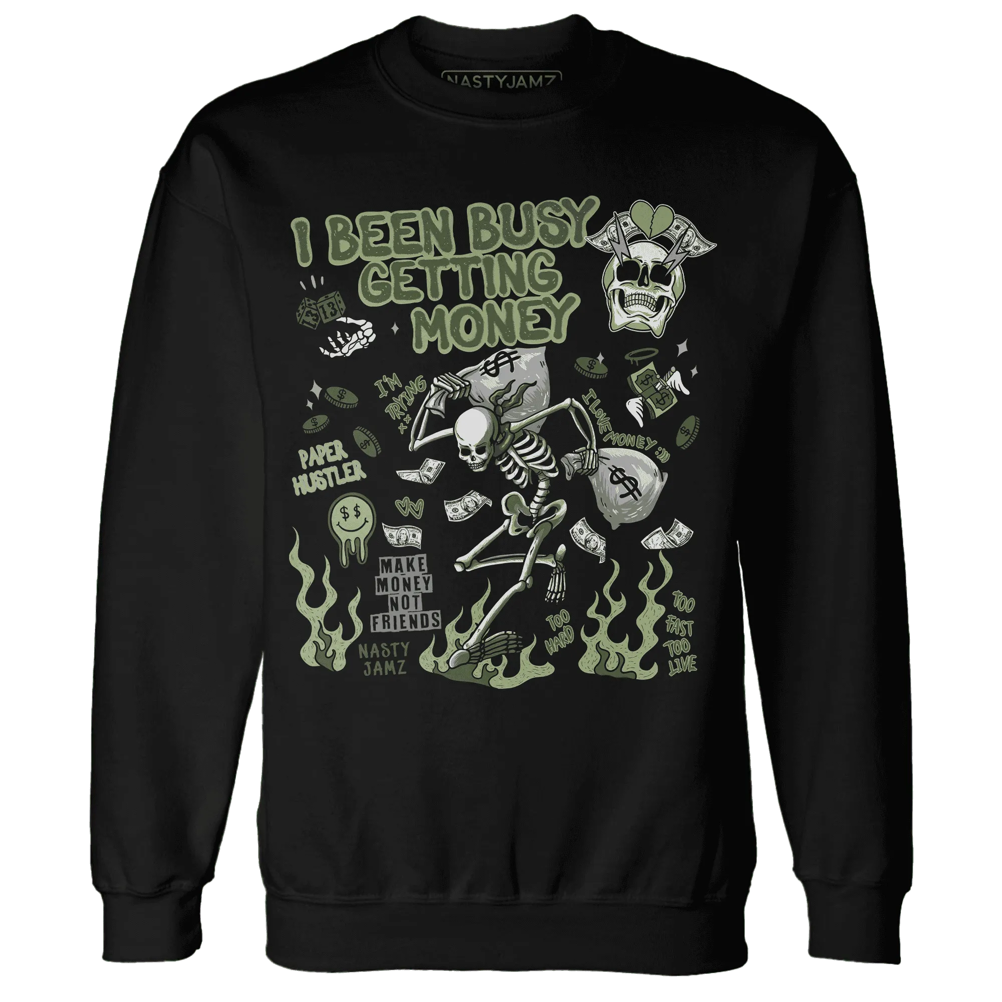 VaporMax-Plus-Alligator-NastyJamz-Sweatshirt-Match-Busy-Getting-Money-Skull