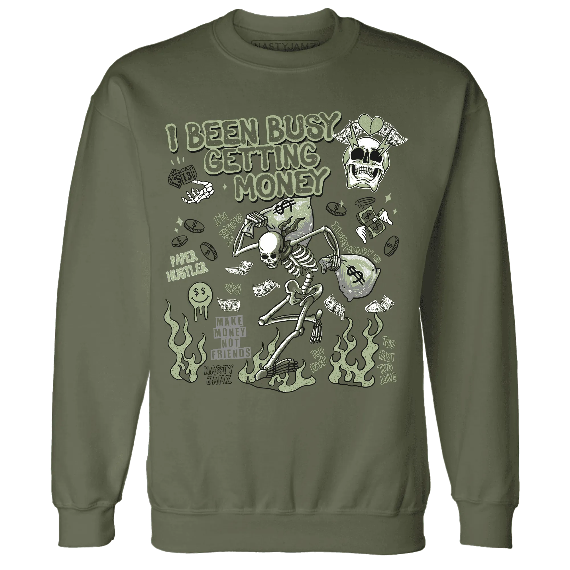 VaporMax-Plus-Alligator-NastyJamz-Sweatshirt-Match-Busy-Getting-Money-Skull