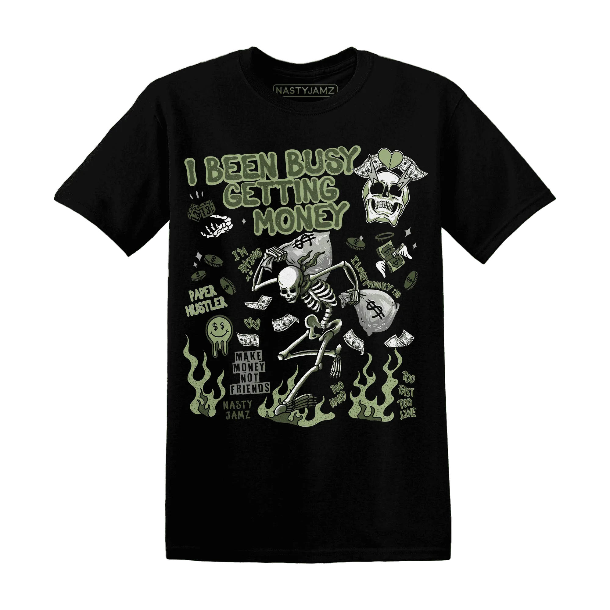 VaporMax-Plus-Alligator-NastyJamz-T-Shirt-Match-Busy-Getting-Money-Skull