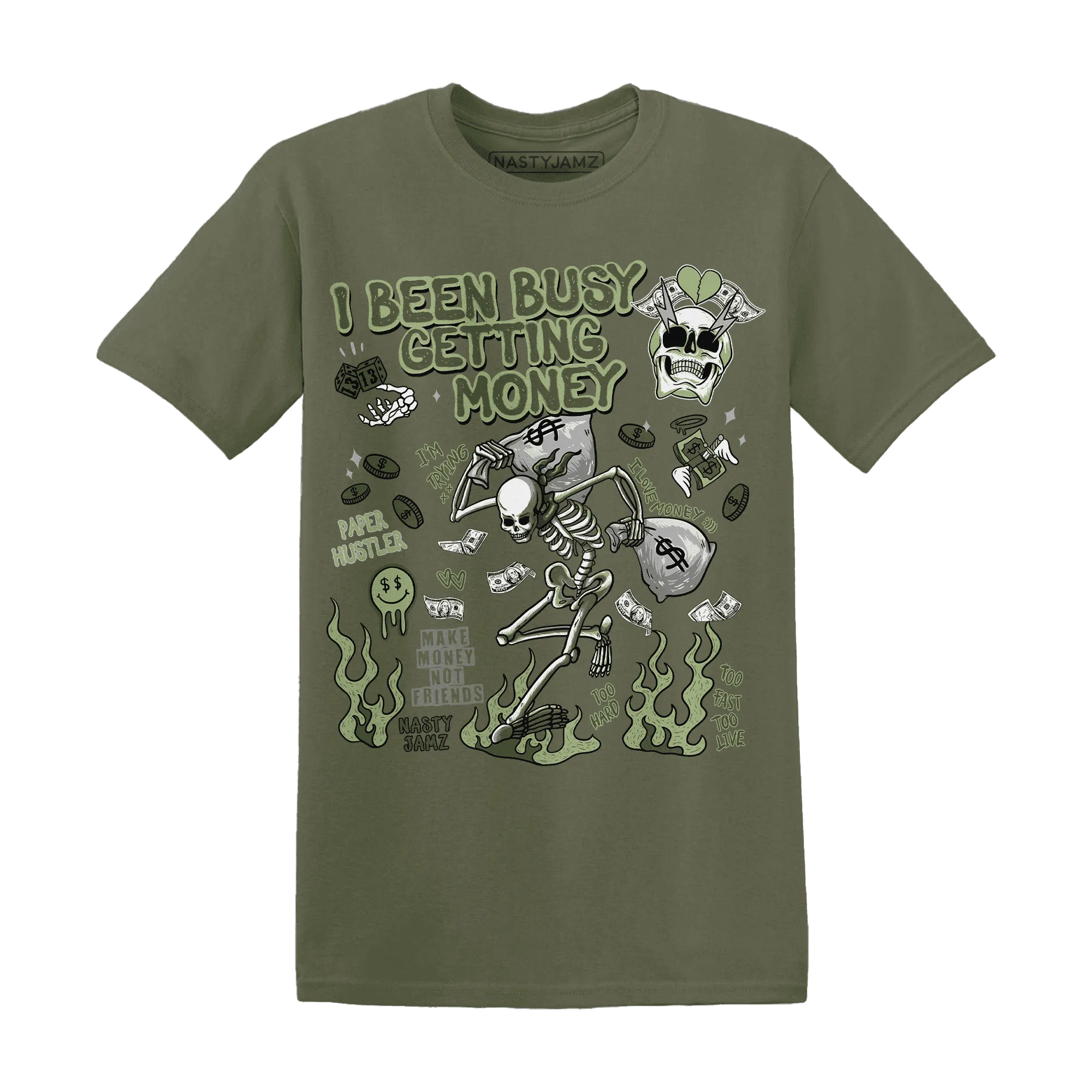 VaporMax-Plus-Alligator-NastyJamz-T-Shirt-Match-Busy-Getting-Money-Skull