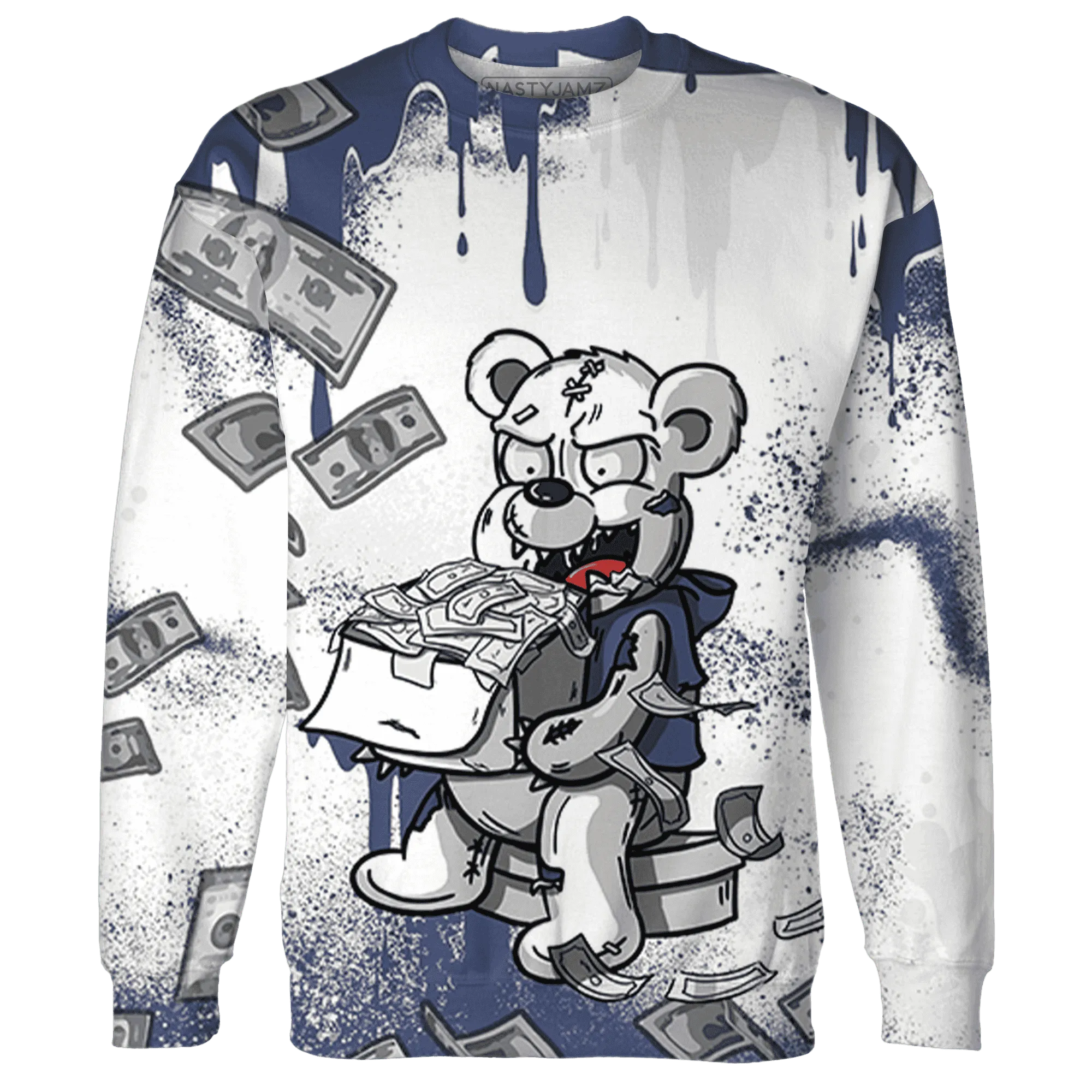 Low-Diffused-Blue-11s-Sweatshirt-Match-Cash-Money-3D-Splash-Paint