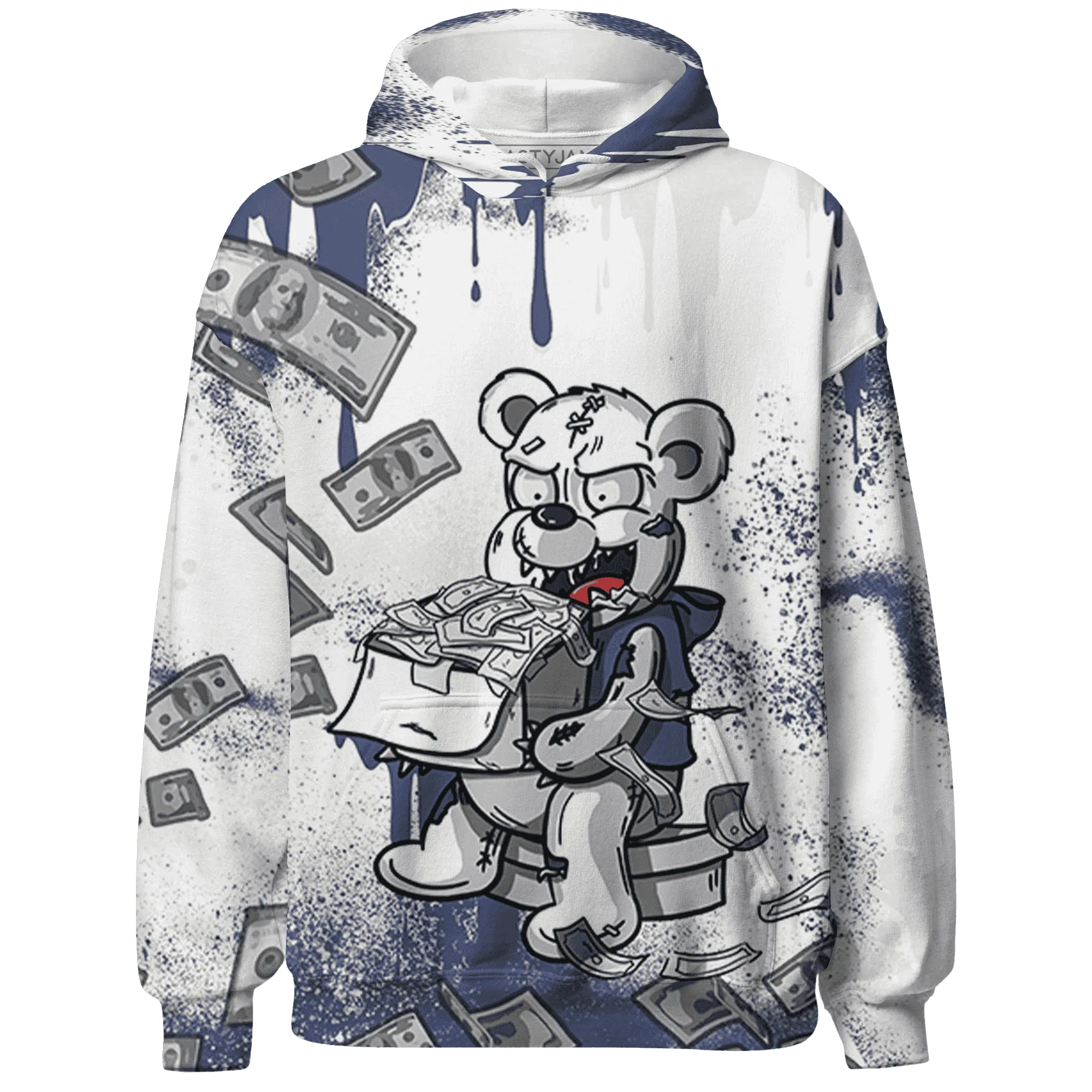 Low-Diffused-Blue-11s-Hoodie-Match-Cash-Money-3D-Splash-Paint