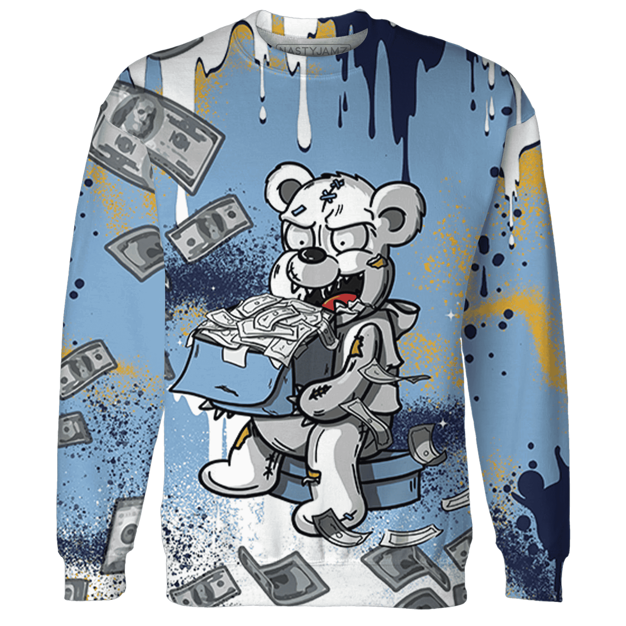 First In Flight 1s Sweatshirt Match Cash Money 3D All-Over Print Splash Paint - NastyJamz
