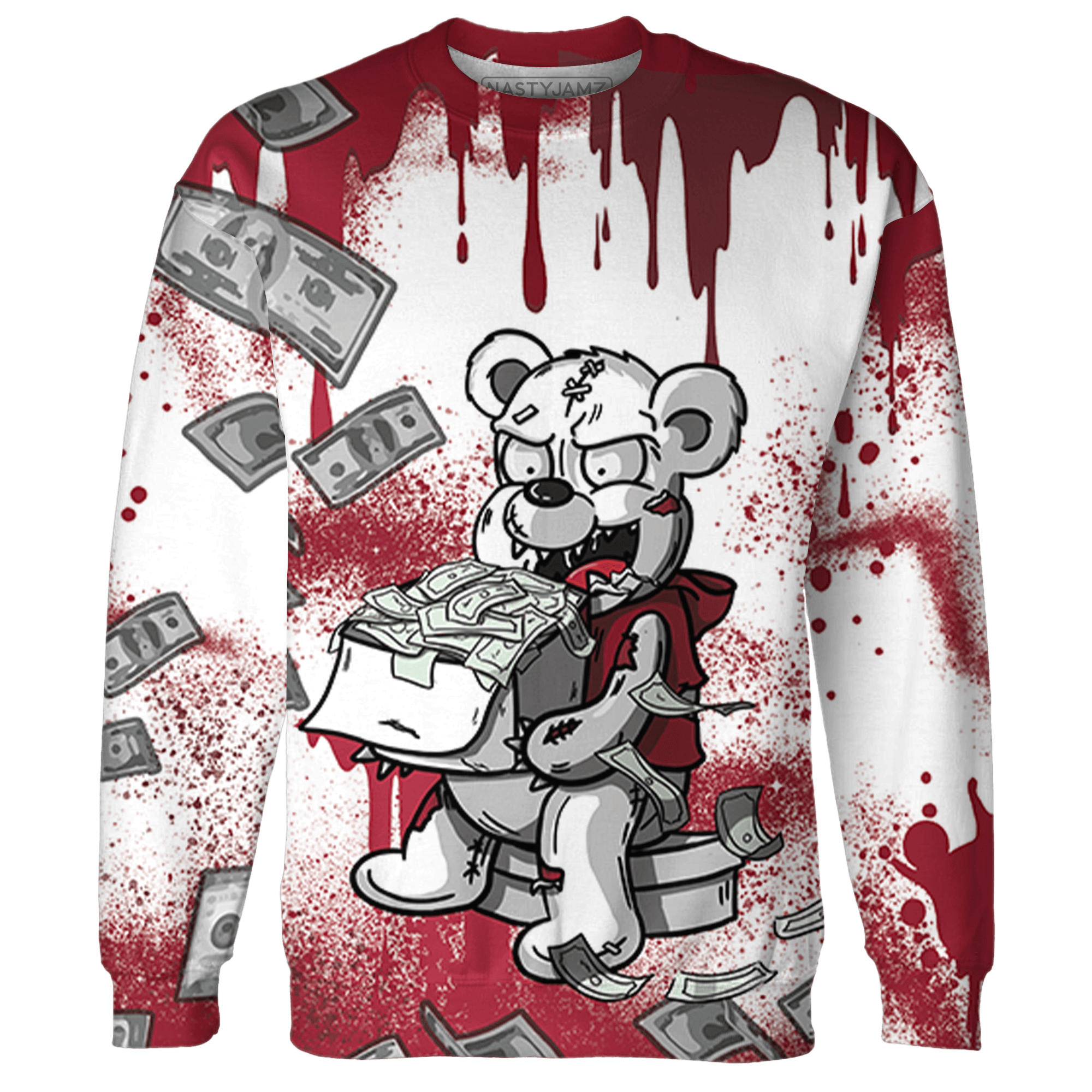 High 85 Metallic Burgundy 1s Sweatshirt Match Cash Money 3D All-Over Print Splash Paint - NastyJamz