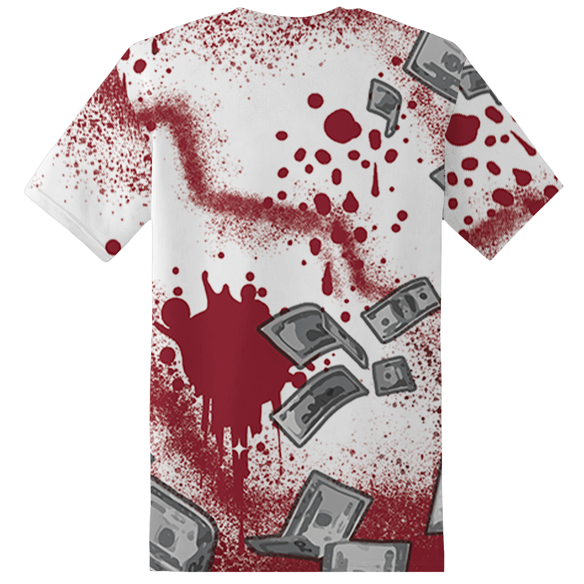 High 85 Metallic Burgundy 1s T Shirt Match Cash Money 3D All-Over Print Splash Paint - NastyJamz