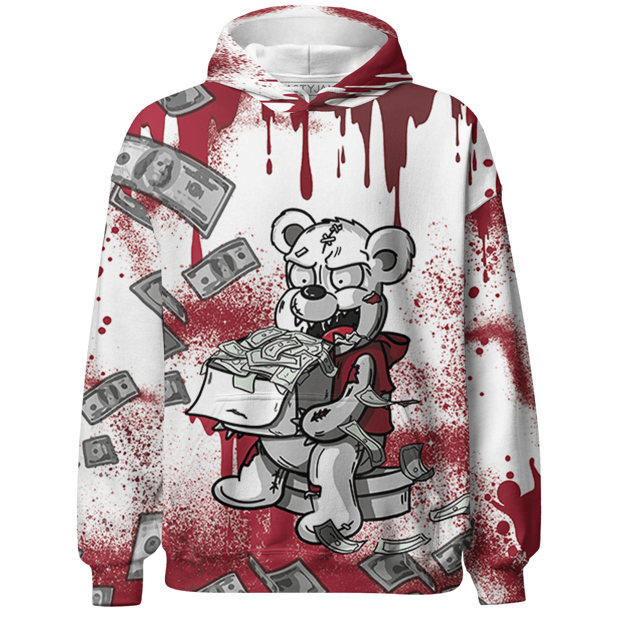 High 85 Metallic Burgundy 1s Hoodie Match Cash Money 3D All-Over Print Splash Paint - NastyJamz