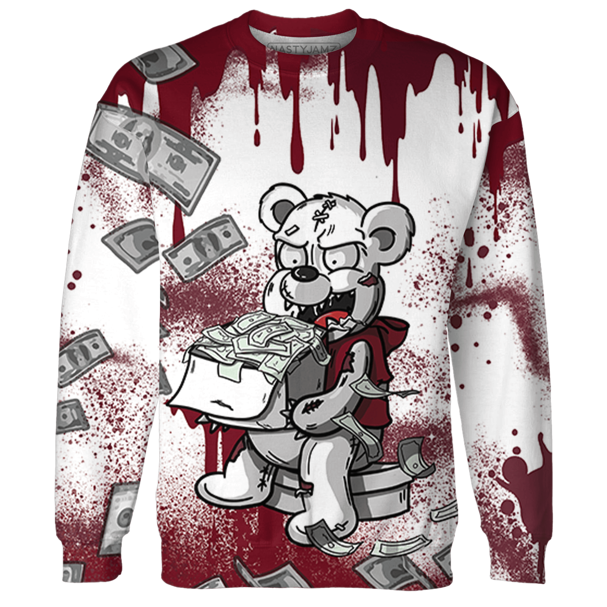 High White Team Red 1s Sweatshirt Match Cash Money 3D All-Over Print Splash Paint - NastyJamz
