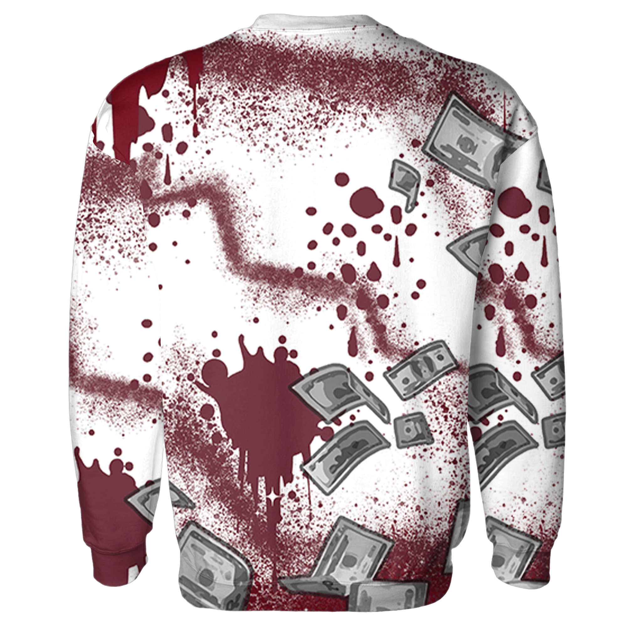 High White Team Red 1s Sweatshirt Match Cash Money 3D All-Over Print Splash Paint - NastyJamz
