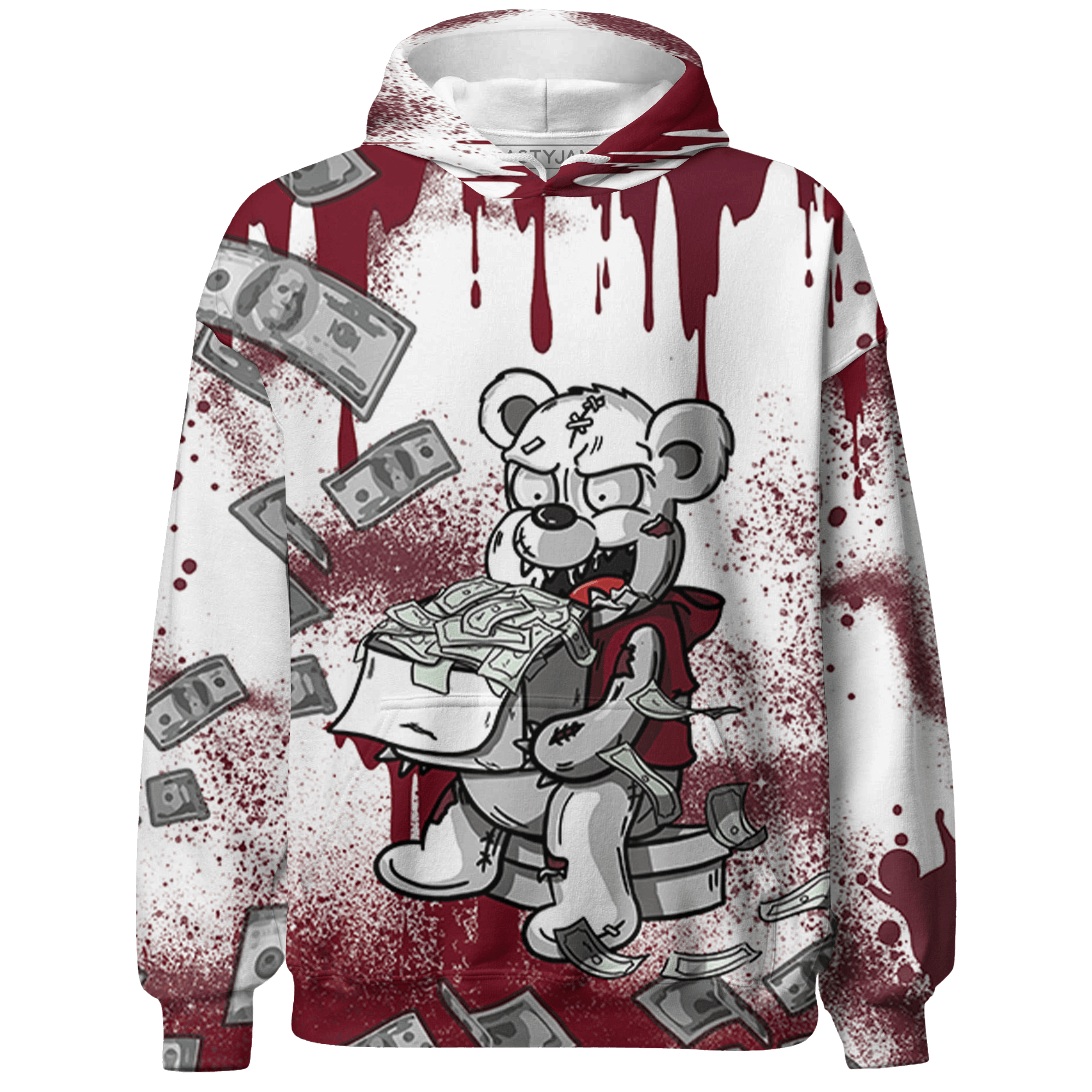 High White Team Red 1s Hoodie Match Cash Money 3D All-Over Print Splash Paint - NastyJamz