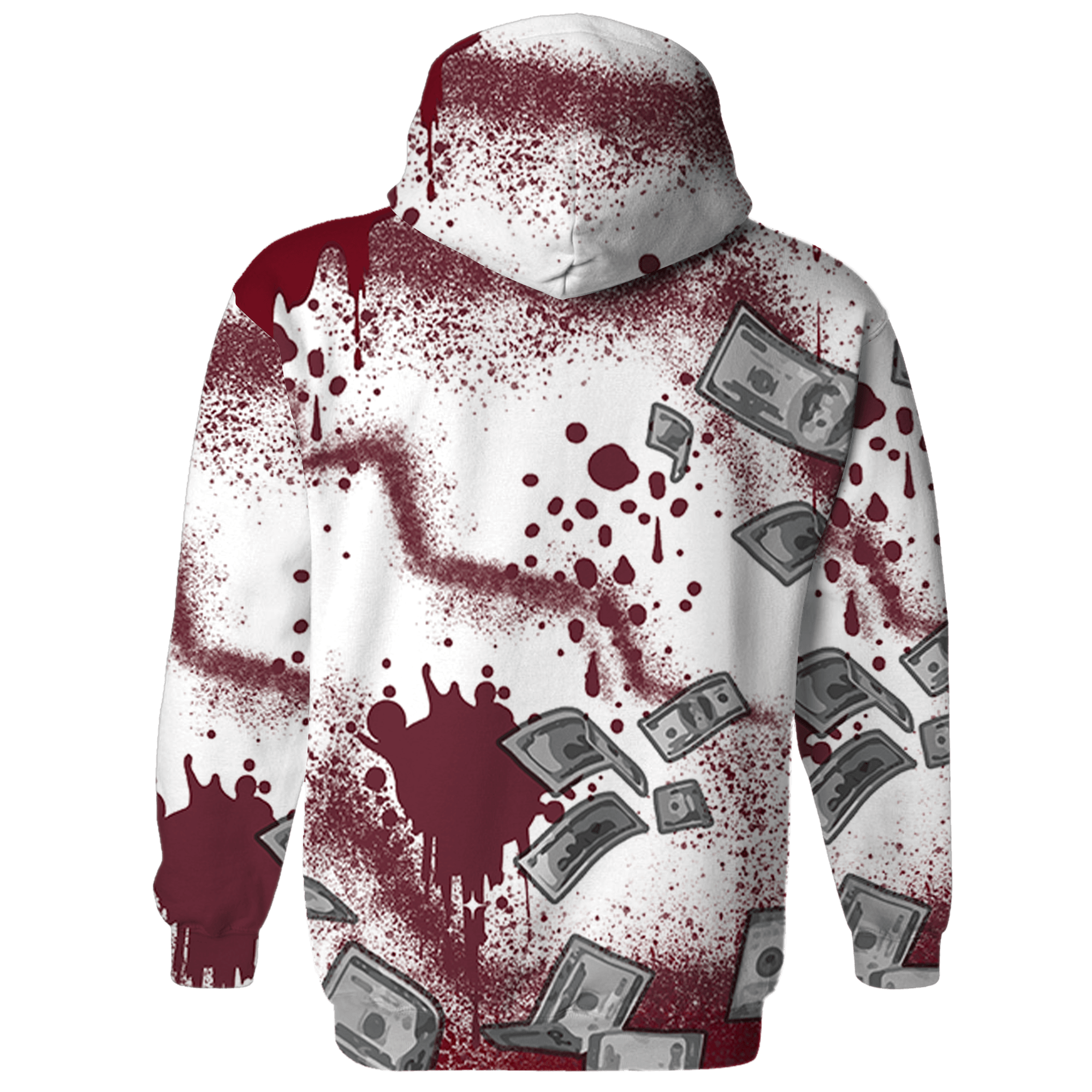 High White Team Red 1s Hoodie Match Cash Money 3D All-Over Print Splash Paint - NastyJamz