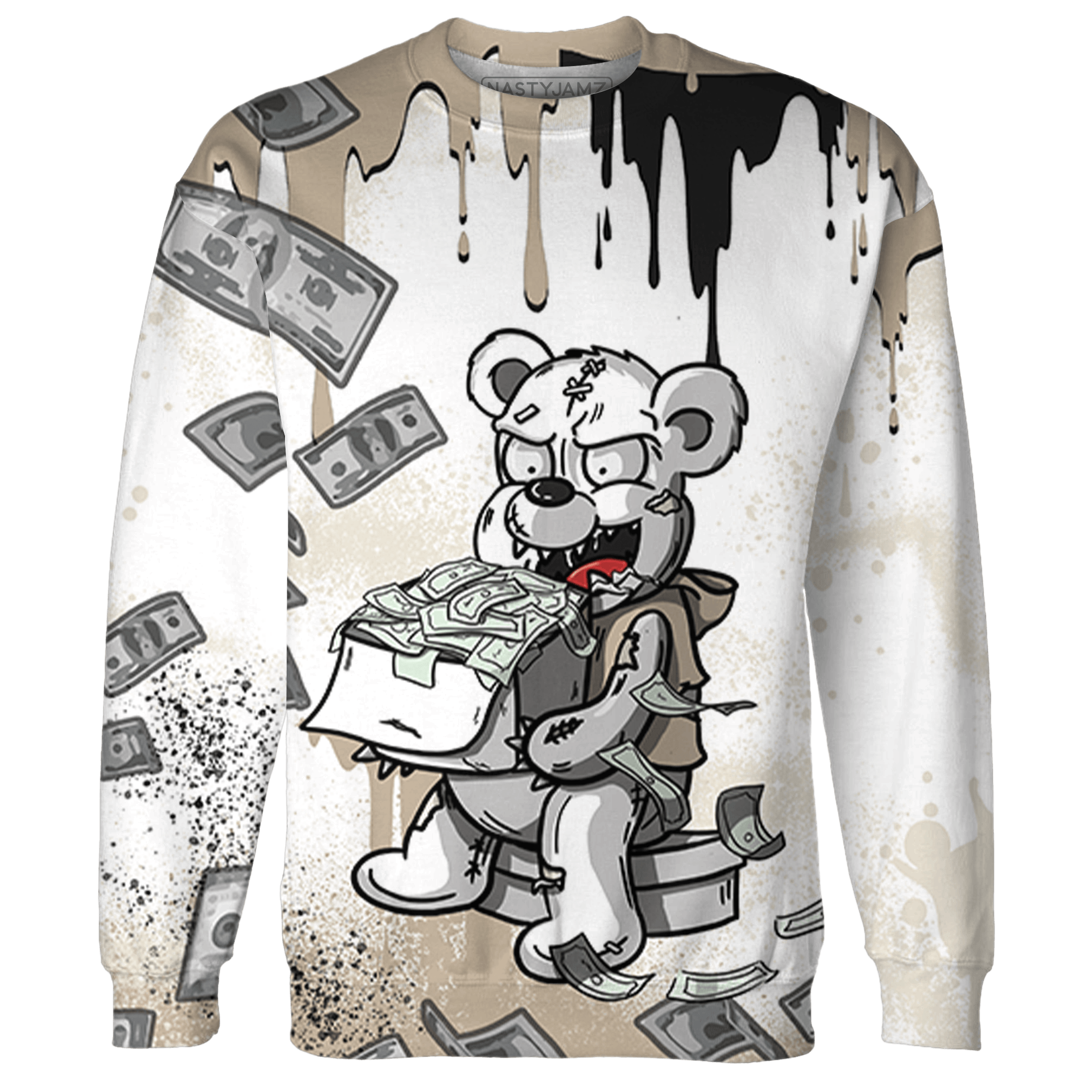 Latte 1s Sweatshirt Match Cash Money 3D All-Over Print Splash Paint - NastyJamz