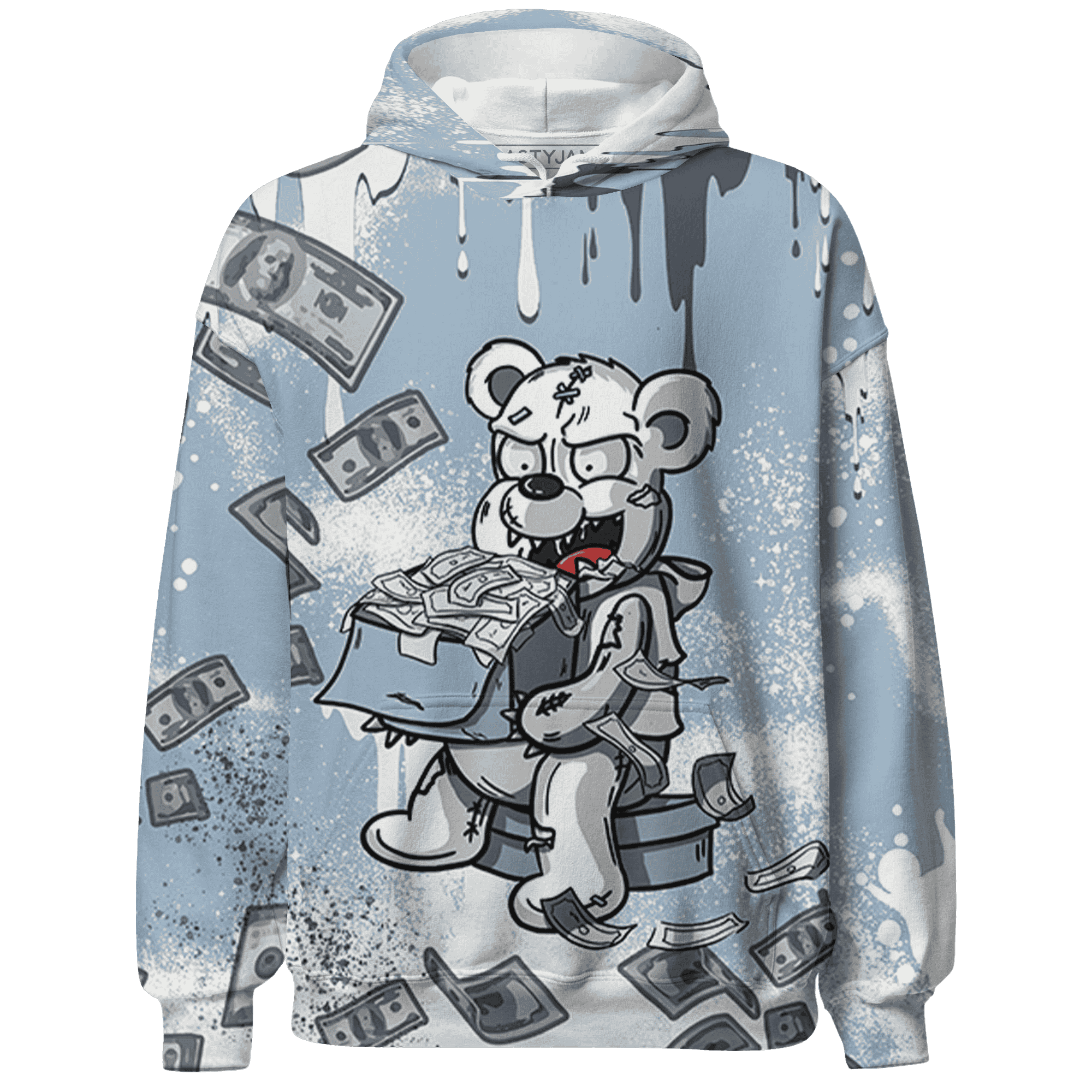 Mid Diffused Blue Grey 1s Hoodie Match Cash Money 3D All-Over Print Splash Paint - NastyJamz