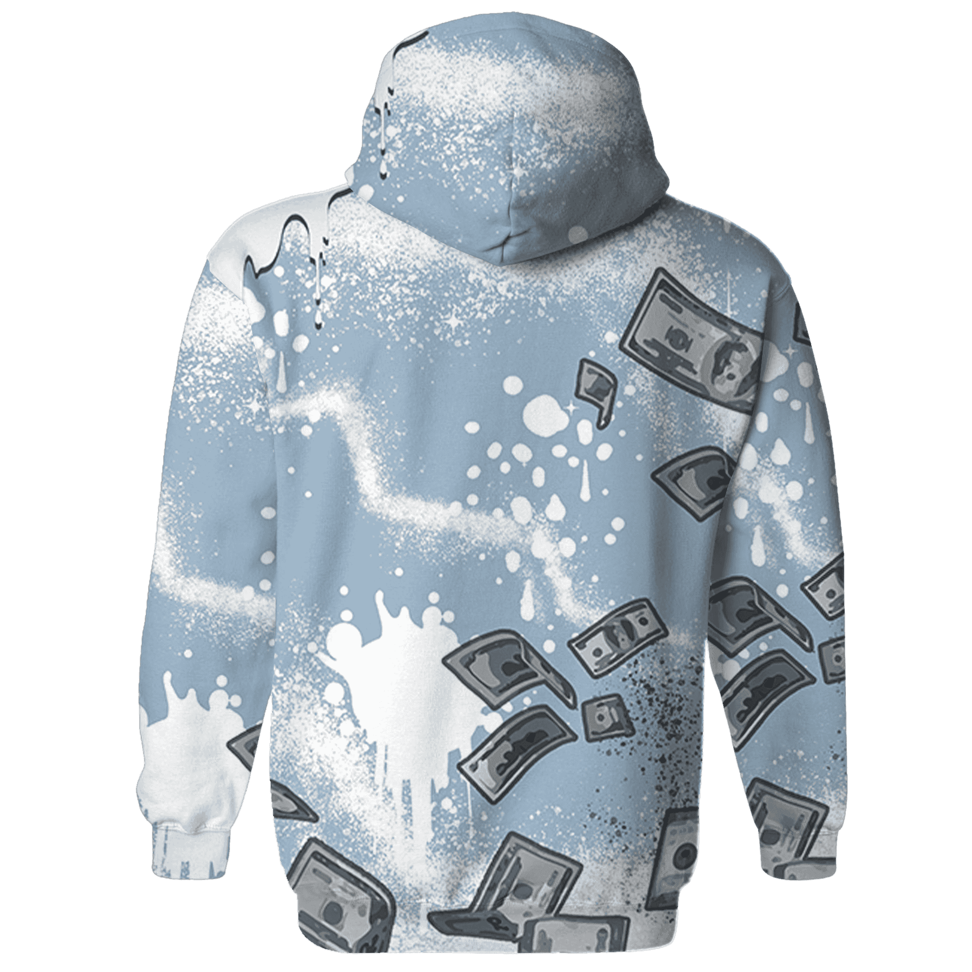 Mid Diffused Blue Grey 1s Hoodie Match Cash Money 3D All-Over Print Splash Paint - NastyJamz