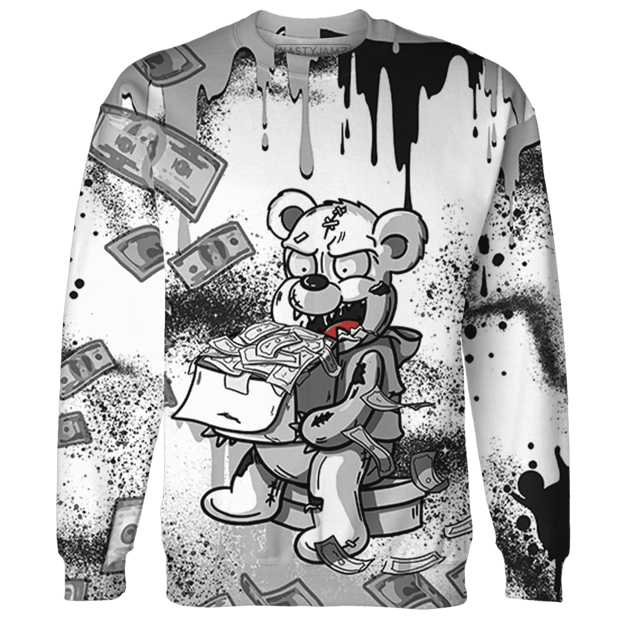 Wolf-Grey-1s-Sweatshirt-Match-Cash-Money-3D-Splash-Paint