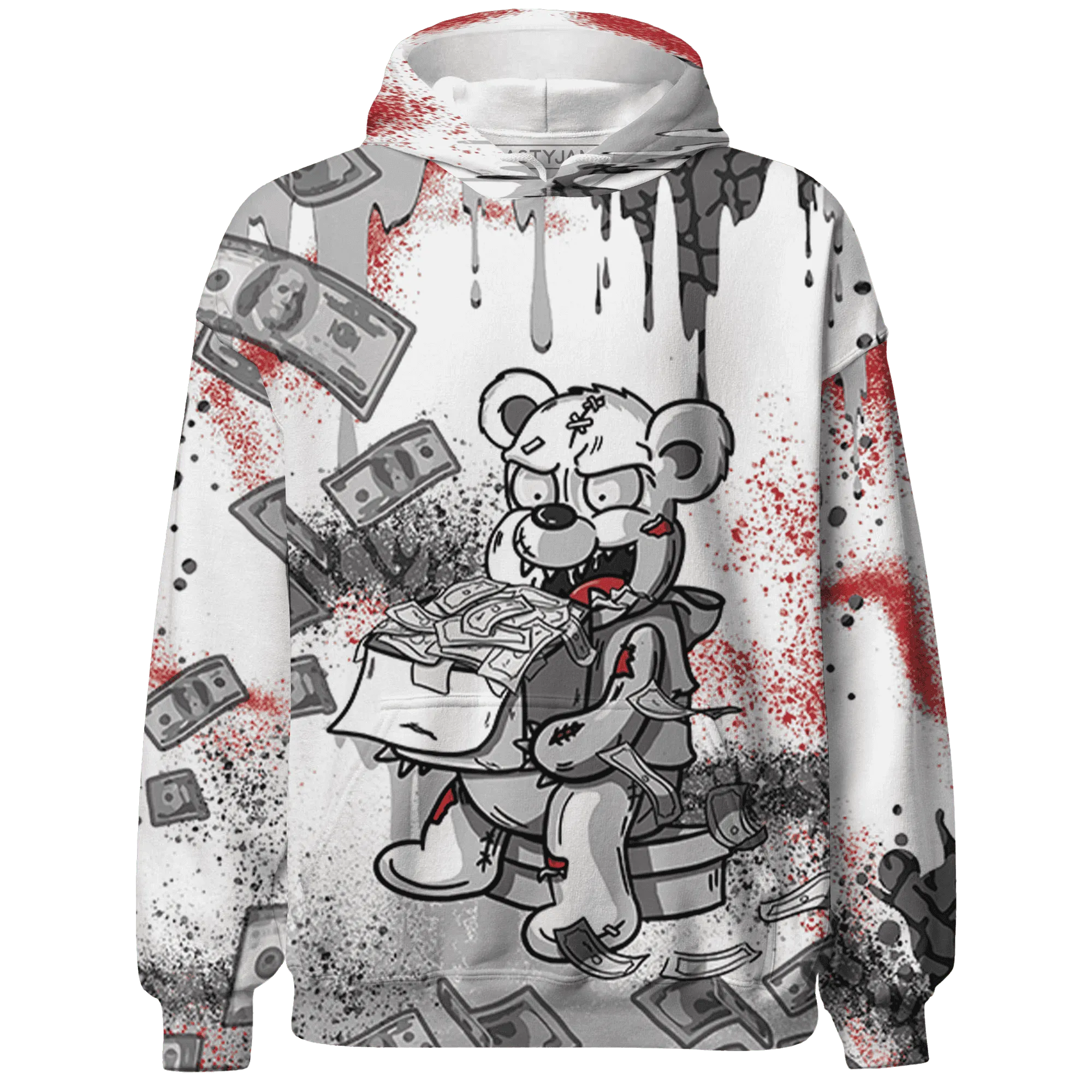 Cement-Grey-3s-Hoodie-Match-Cash-Money-3D-Splash-Paint