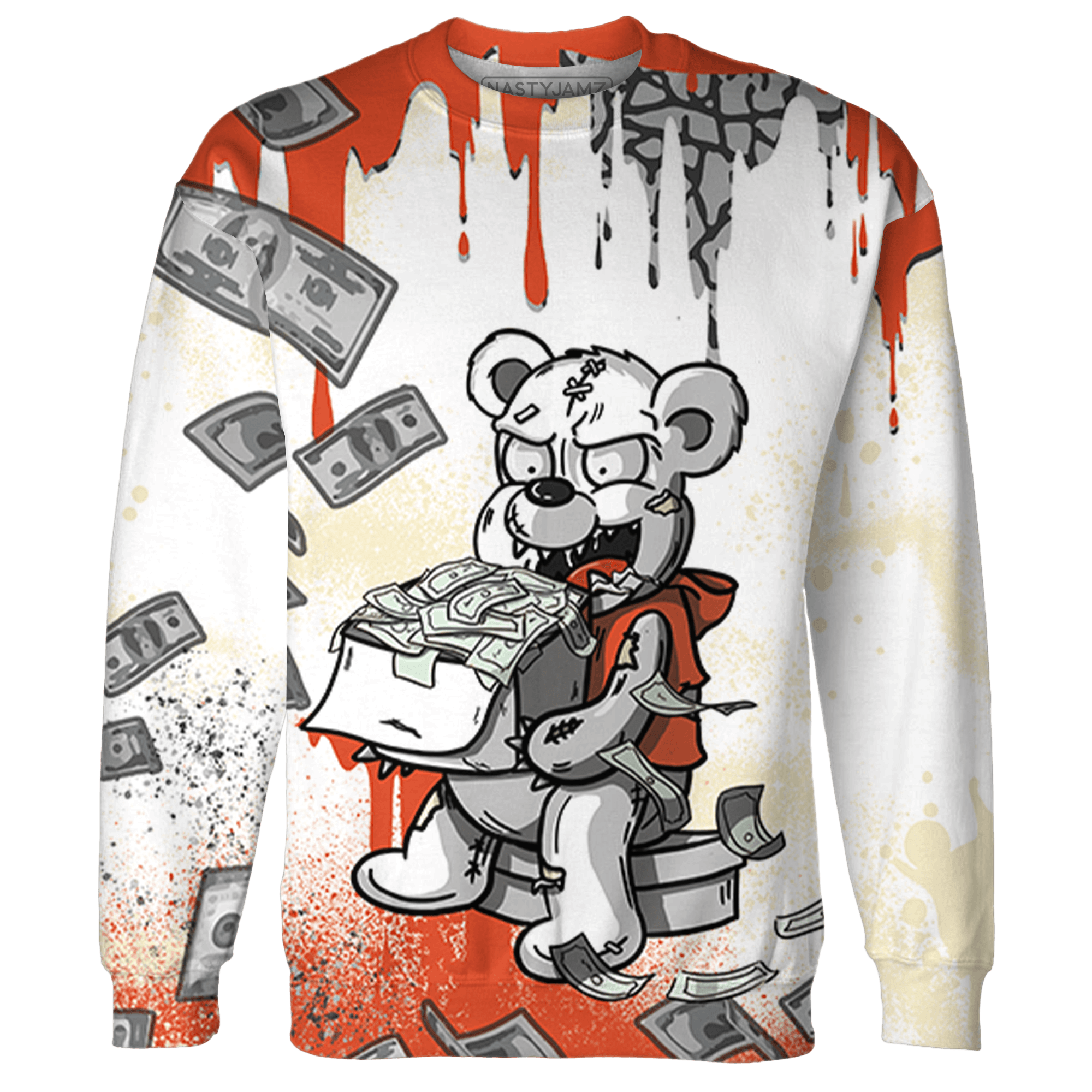 Georgia Peach 3s Sweatshirt Match Cash Money 3D All-Over Print Splash Paint - NastyJamz