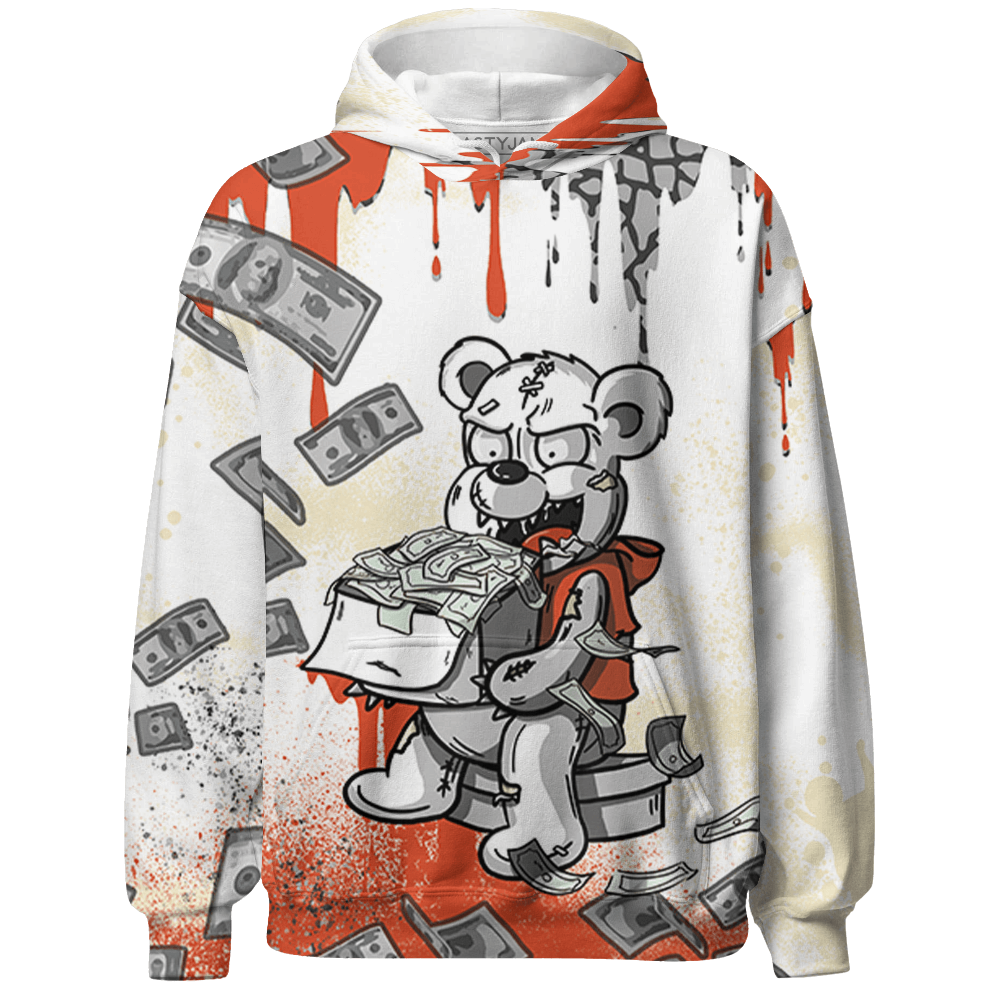 Georgia Peach 3s Hoodie Match Cash Money 3D All-Over Print Splash Paint - NastyJamz
