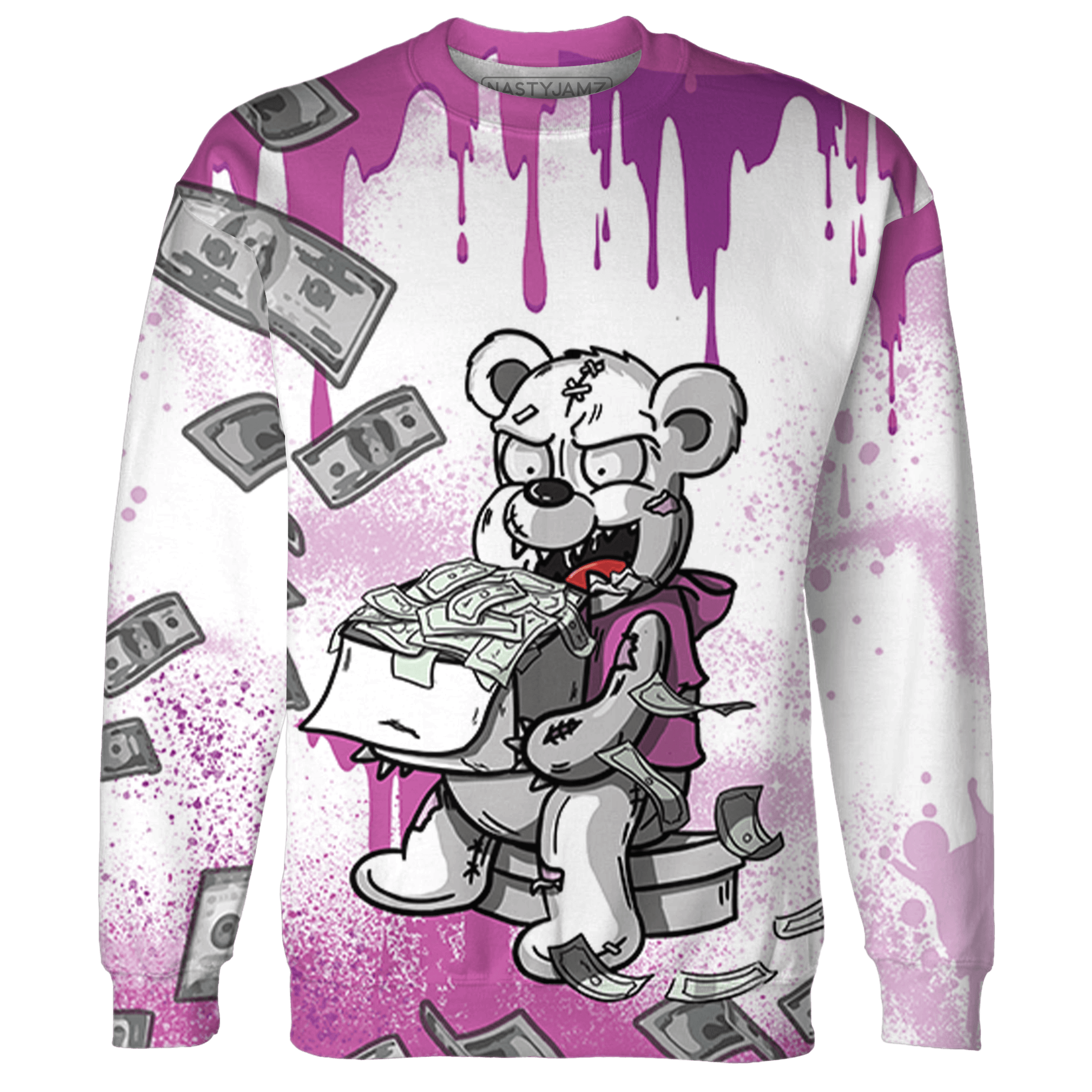 GS Hyper Violet 4s Sweatshirt Match Cash Money 3D All-Over Print Splash Paint - NastyJamz