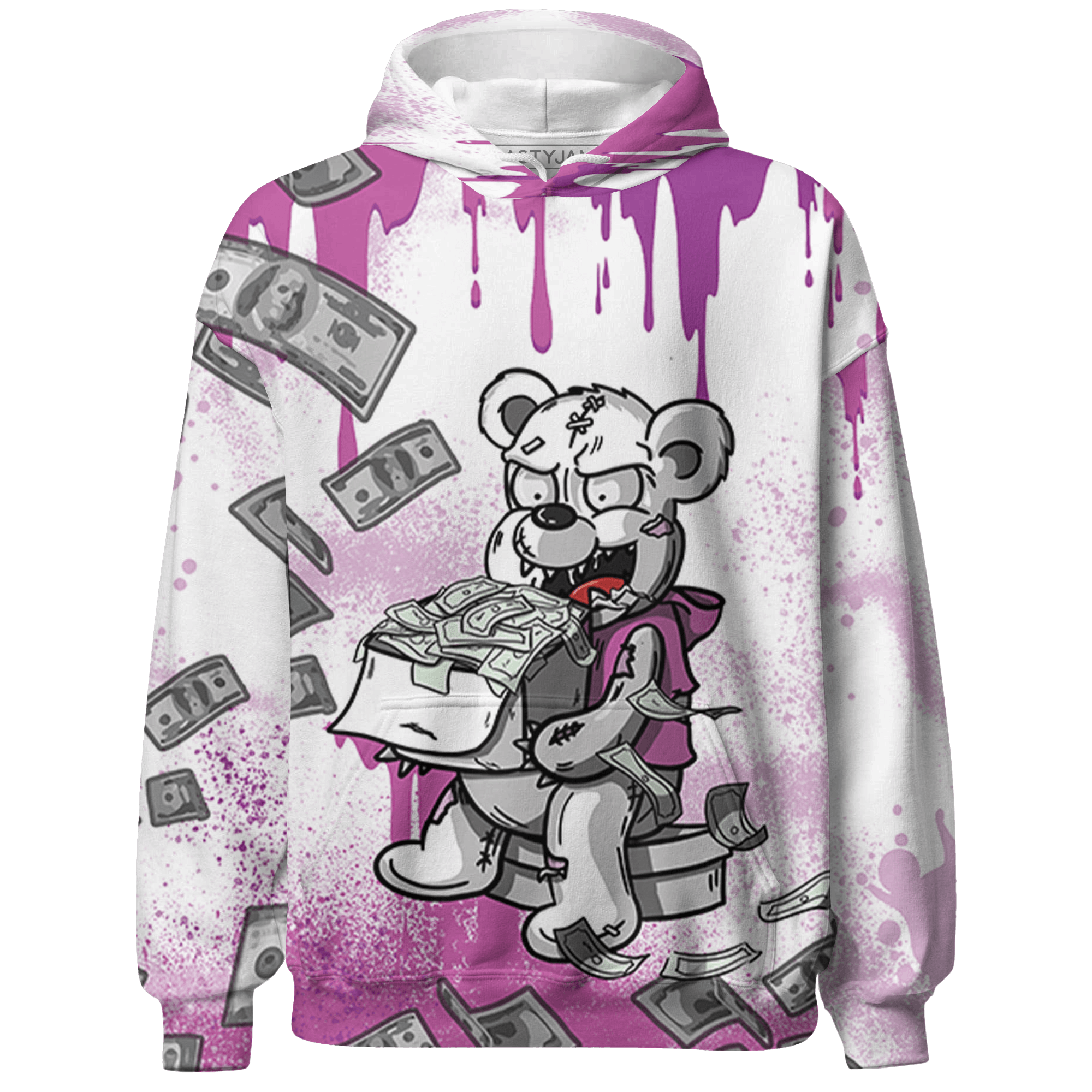GS Hyper Violet 4s Hoodie Match Cash Money 3D All-Over Print Splash Paint - NastyJamz