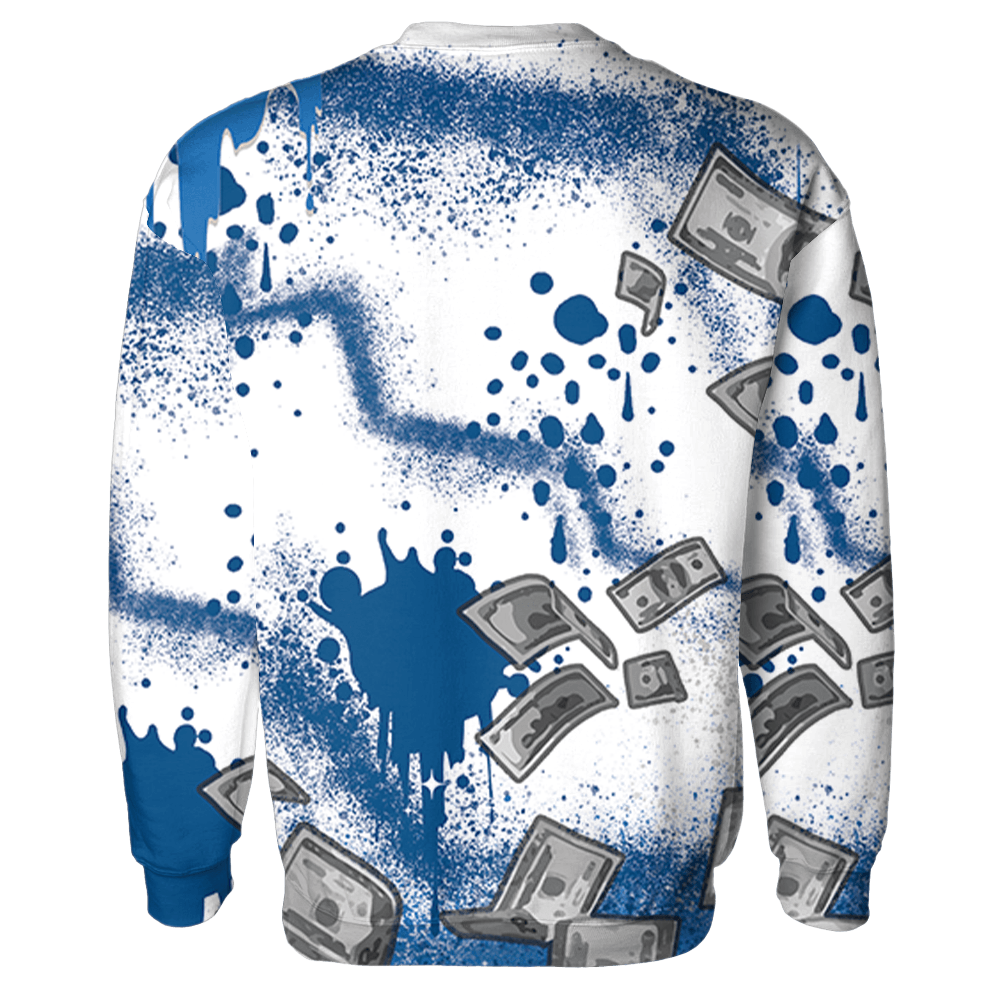 Industrial Blue 4s Sweatshirt Match Cash Money 3D All-Over Print Splash Paint - NastyJamz