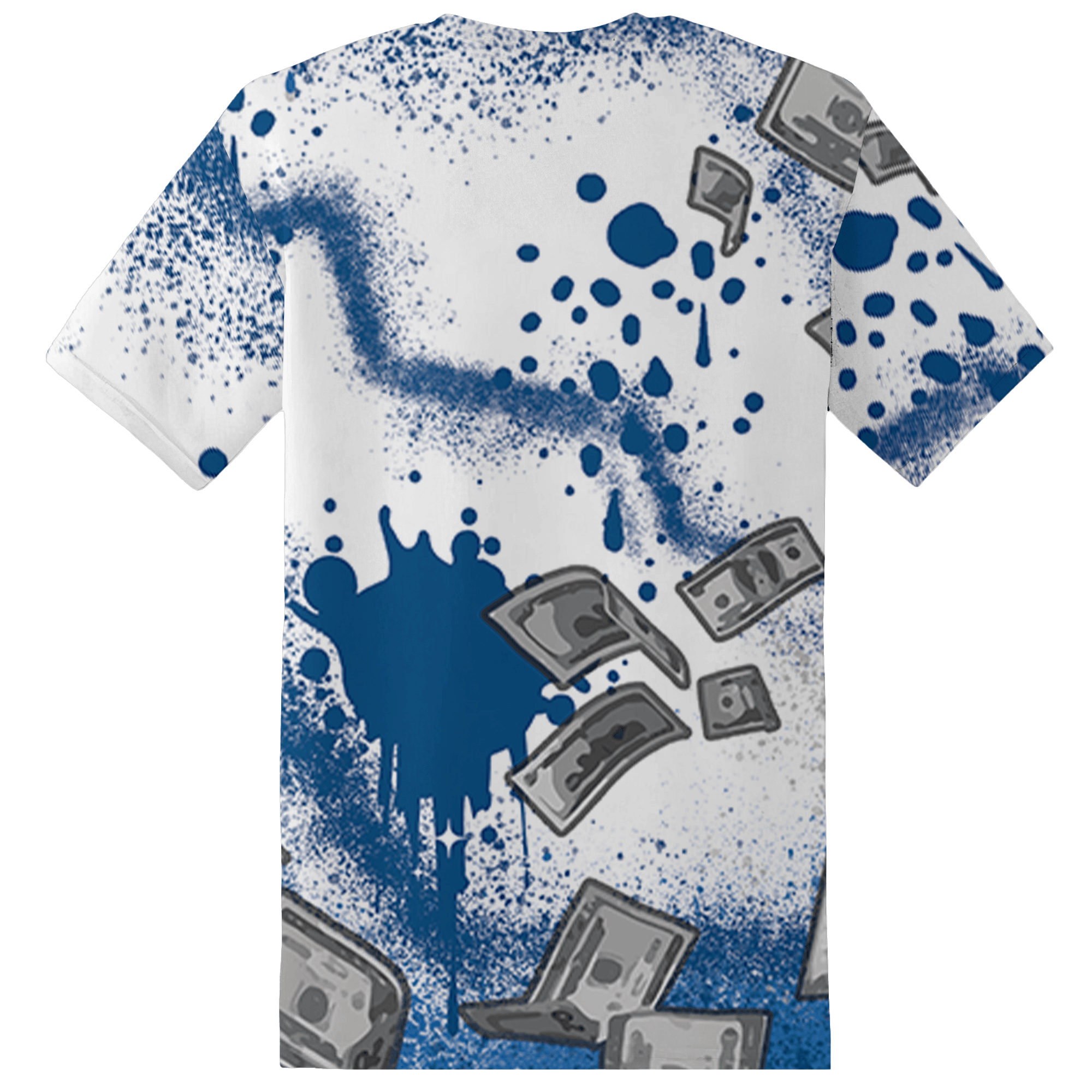 Industrial Blue 4s T Shirt Match Cash Money 3D All-Over Print Splash Paint - NastyJamz