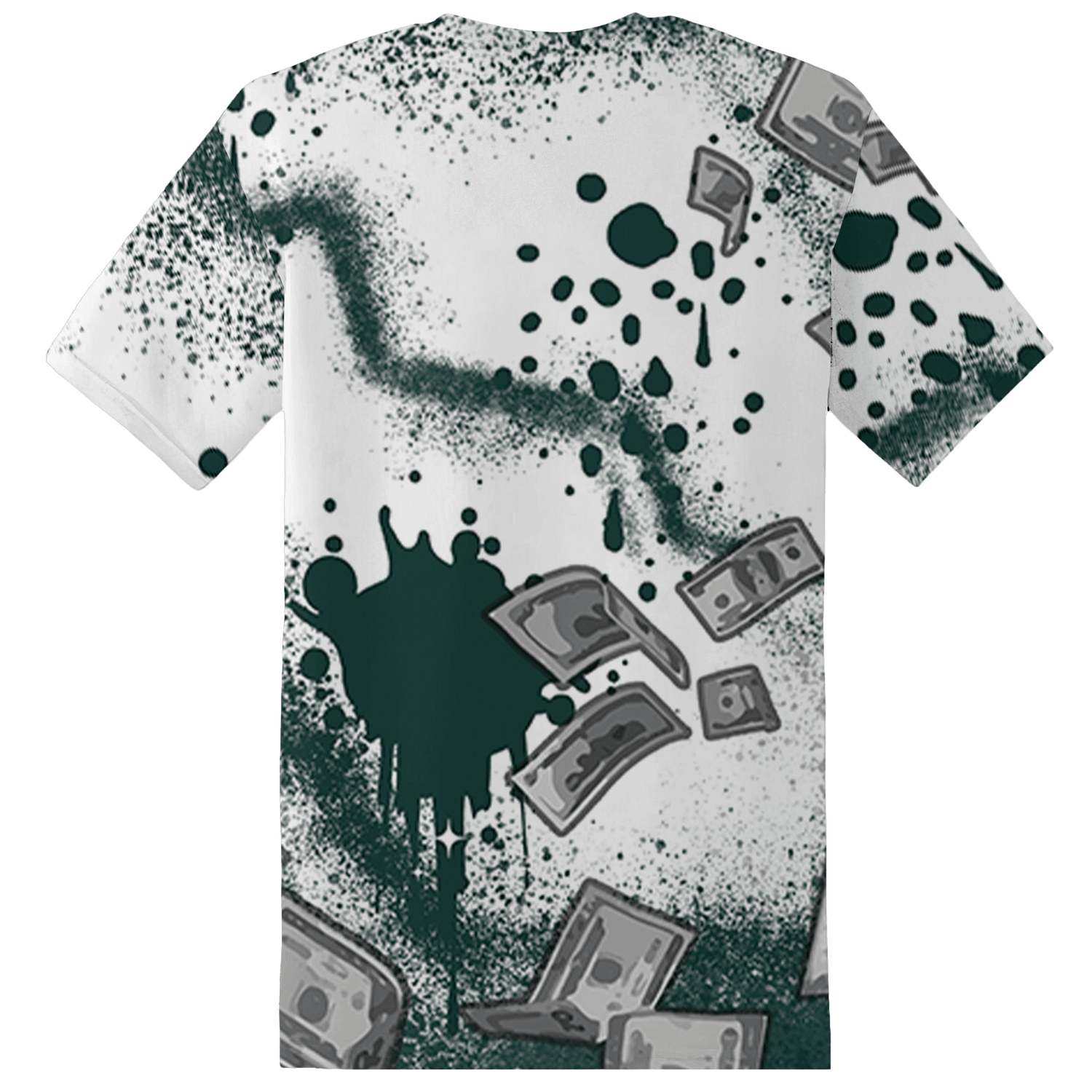 Oxidized Green 4s T Shirt Match Cash Money 3D All-Over Print Splash Paint - NastyJamz