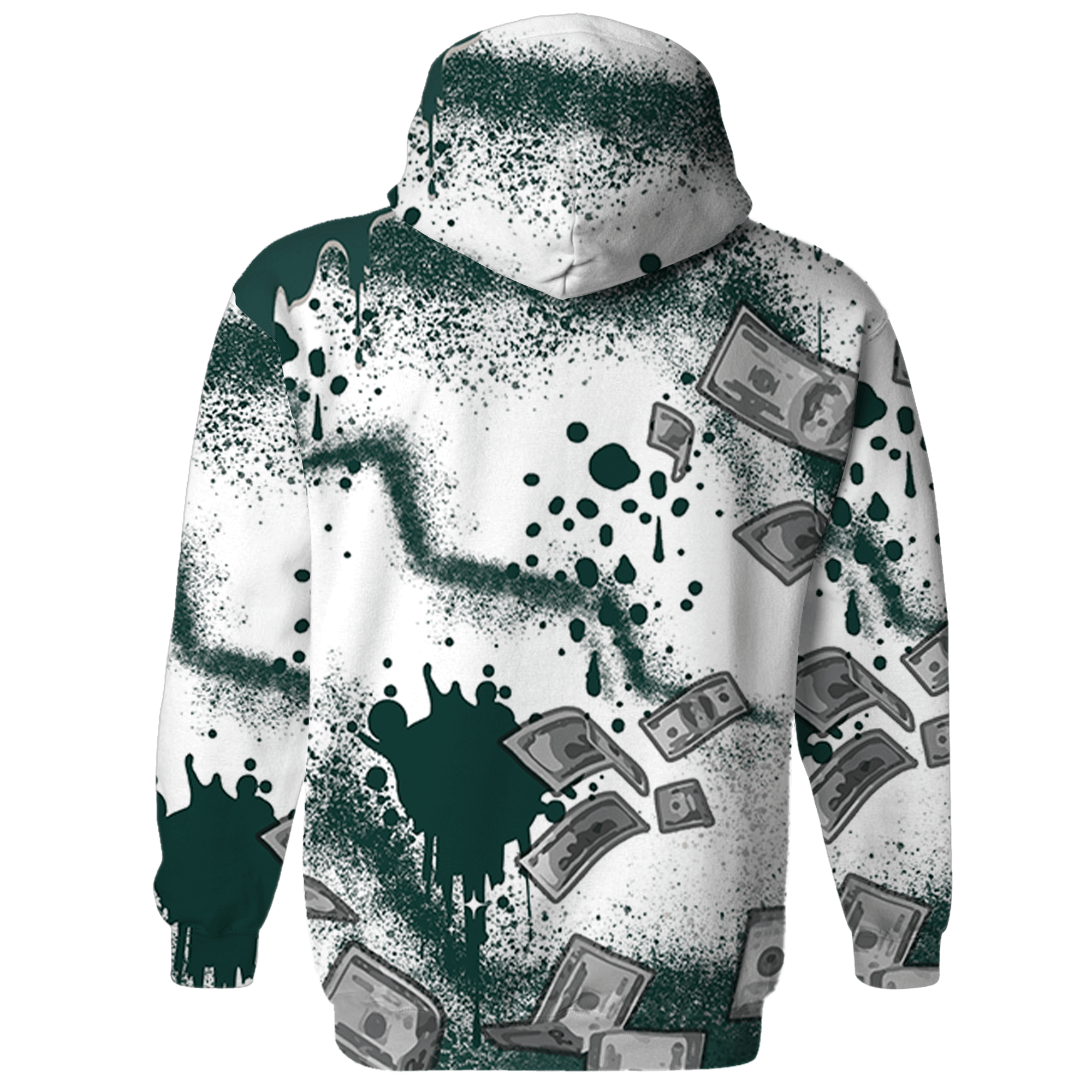 Oxidized Green 4s Hoodie Match Cash Money 3D All-Over Print Splash Paint - NastyJamz
