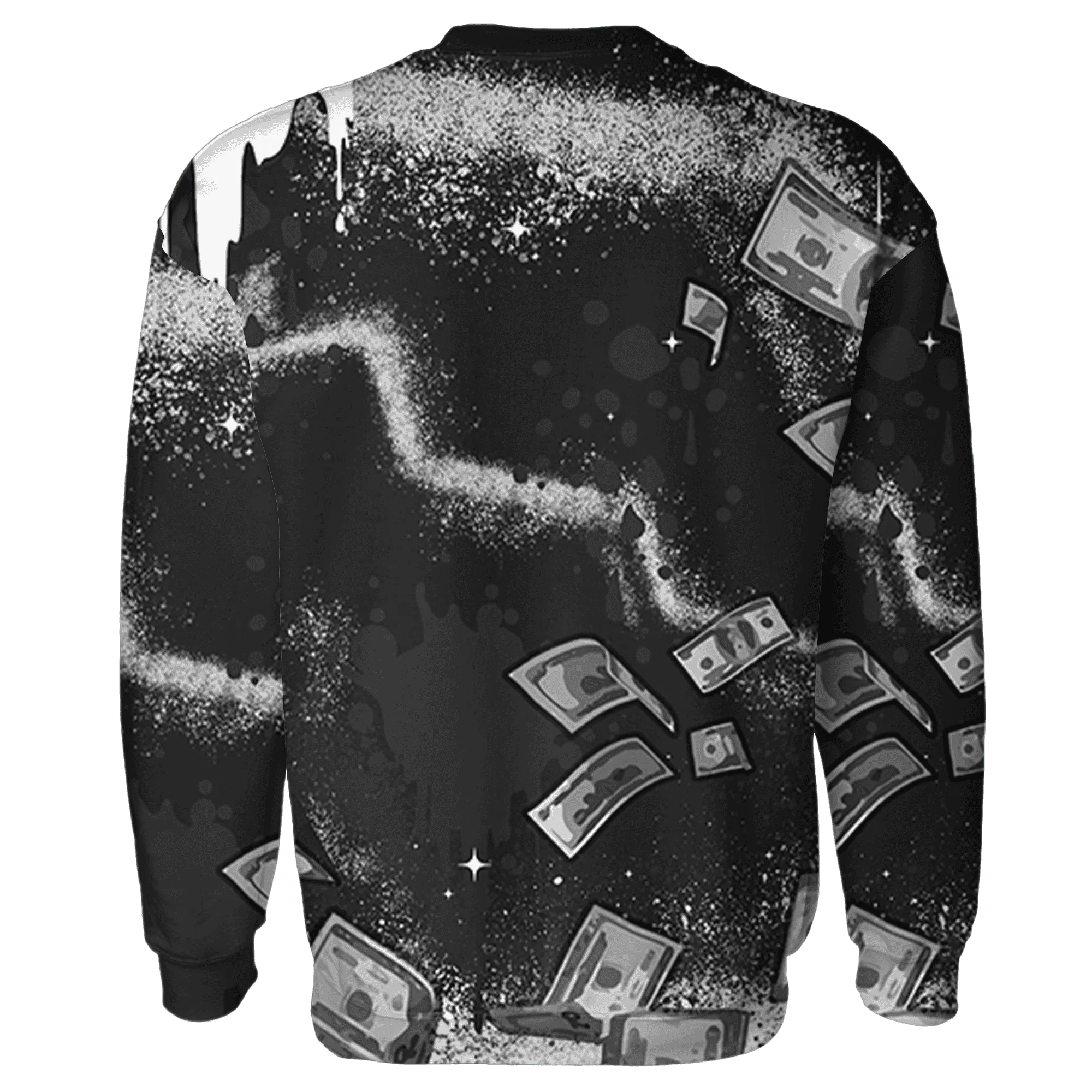 White-Thunder-4s-Sweatshirt-Match-Cash-Money-3D-Splash-Paint